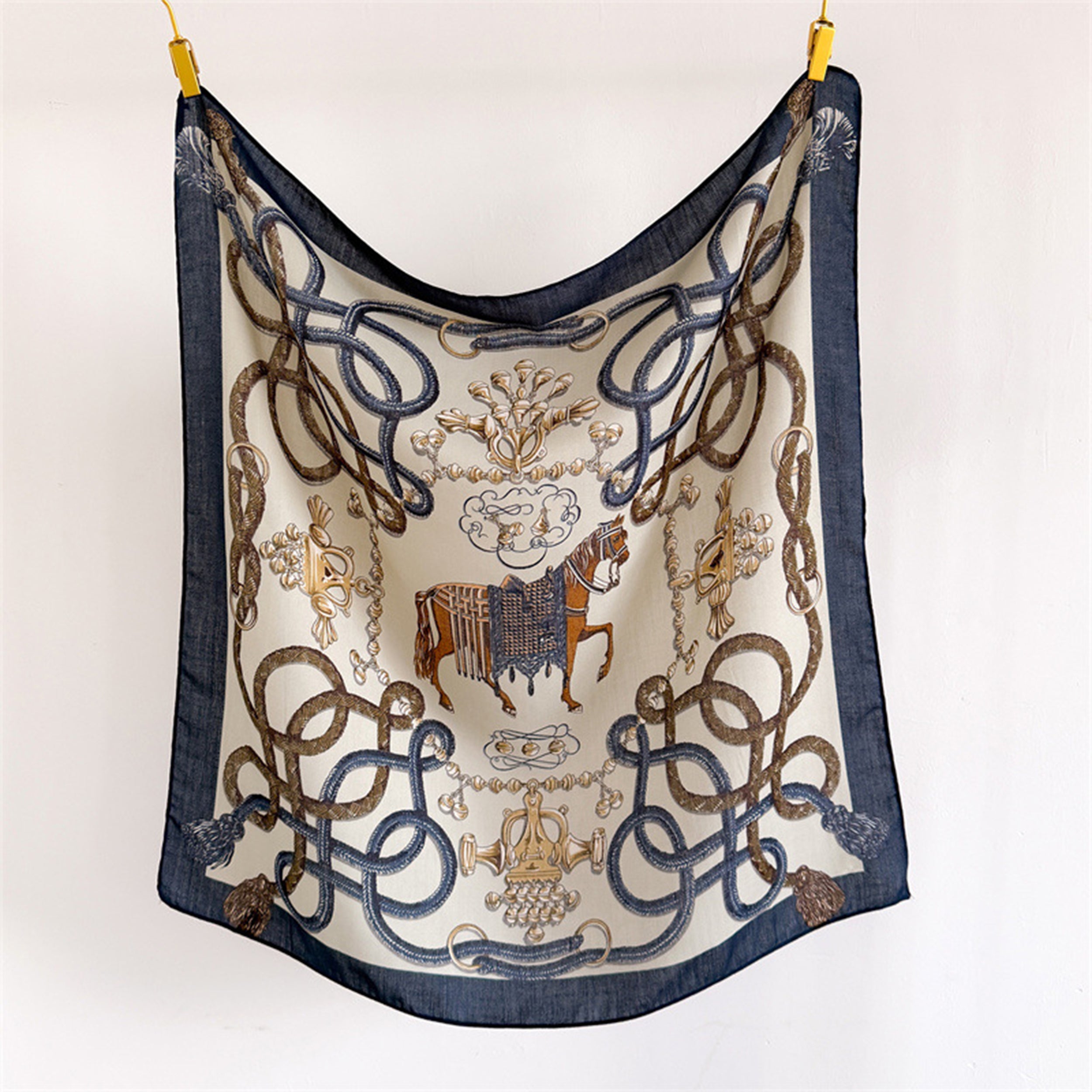 Anna-Kaci Women's Horse Print Large Square Scarf Lightweight Neck Hair Shawl Wrap 35 x 35 Inch