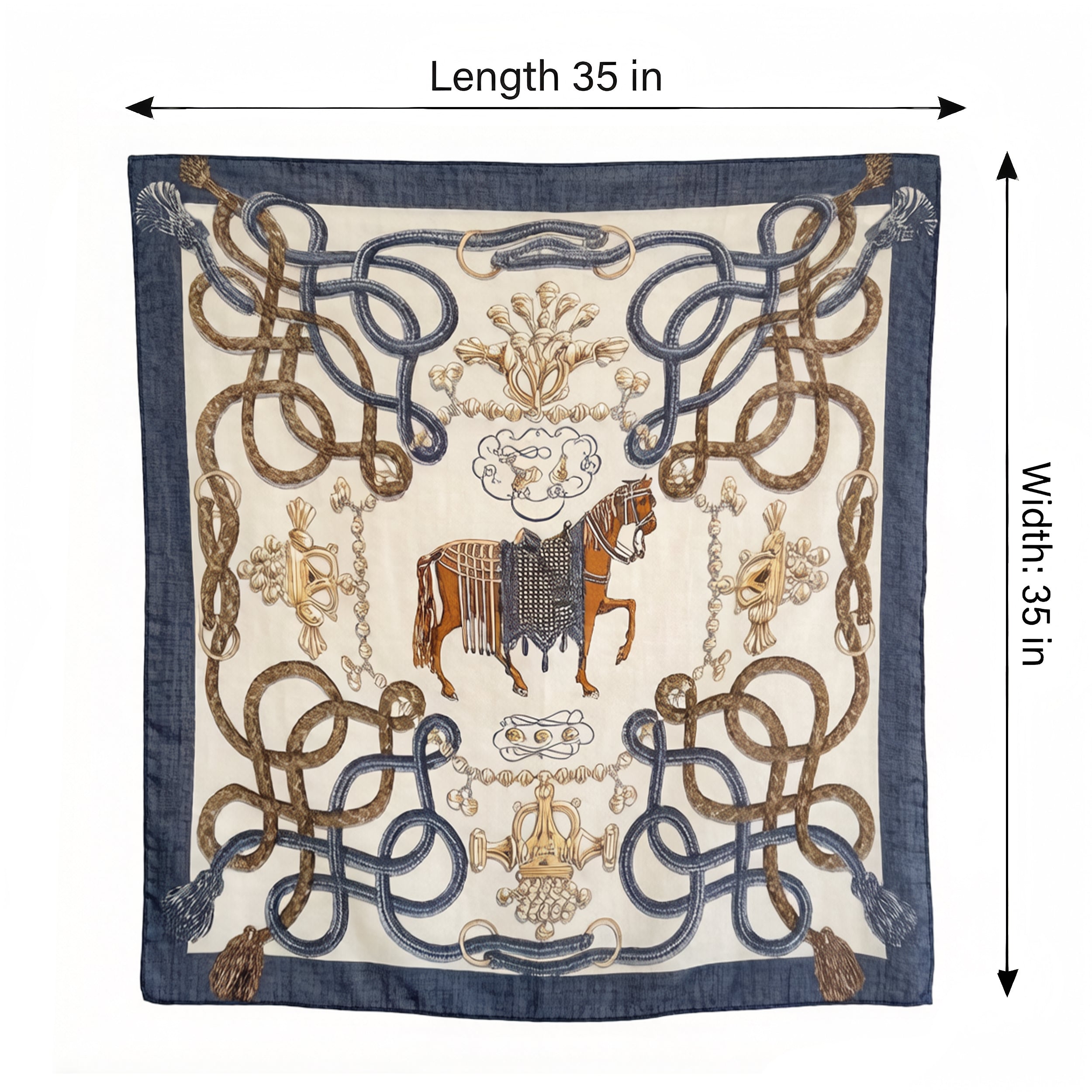 Anna-Kaci Women's Horse Print Large Square Scarf Lightweight Neck Hair Shawl Wrap 35 x 35 Inch