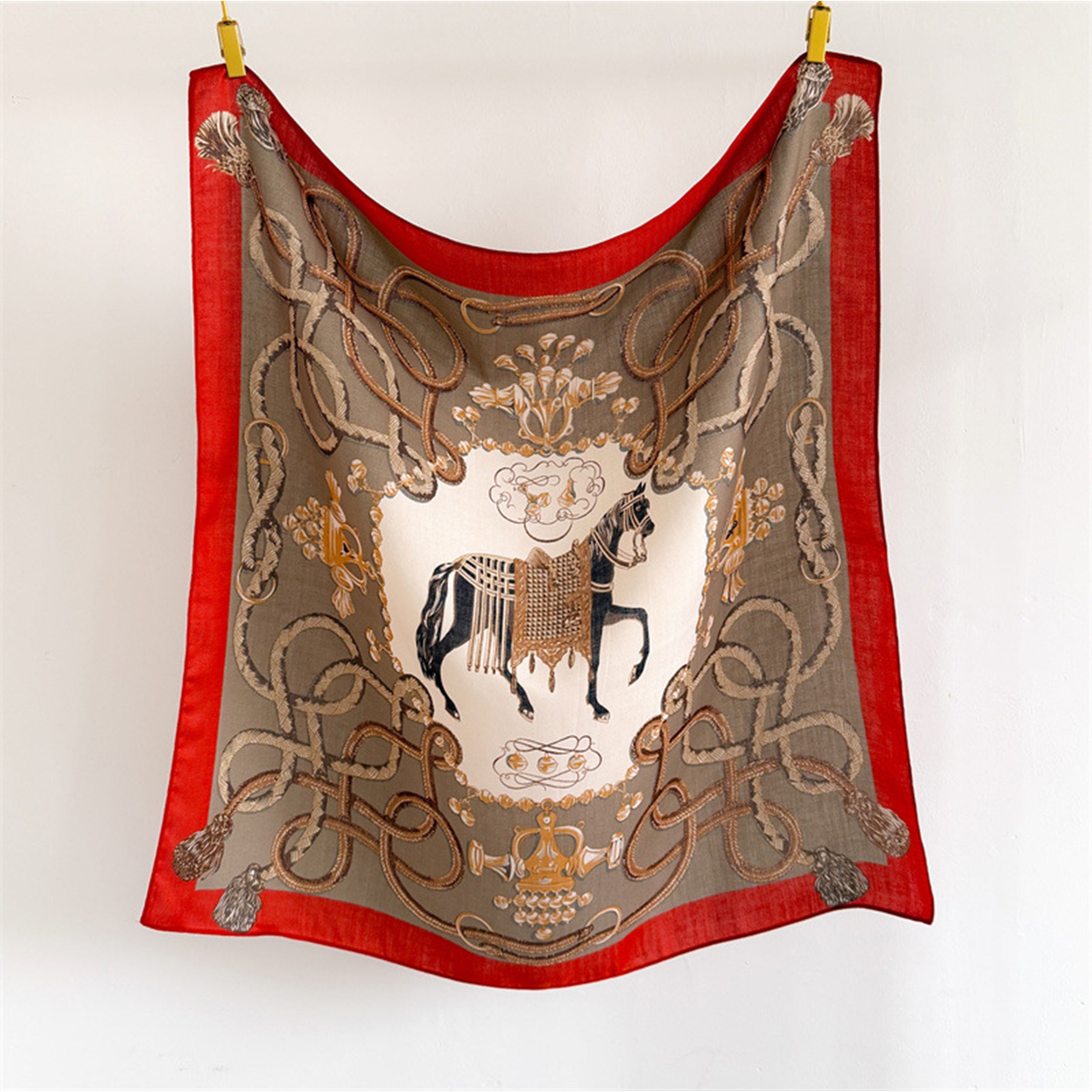 Anna-Kaci Women's Horse Print Large Square Scarf Lightweight Neck Hair Shawl Wrap 35 x 35 Inch