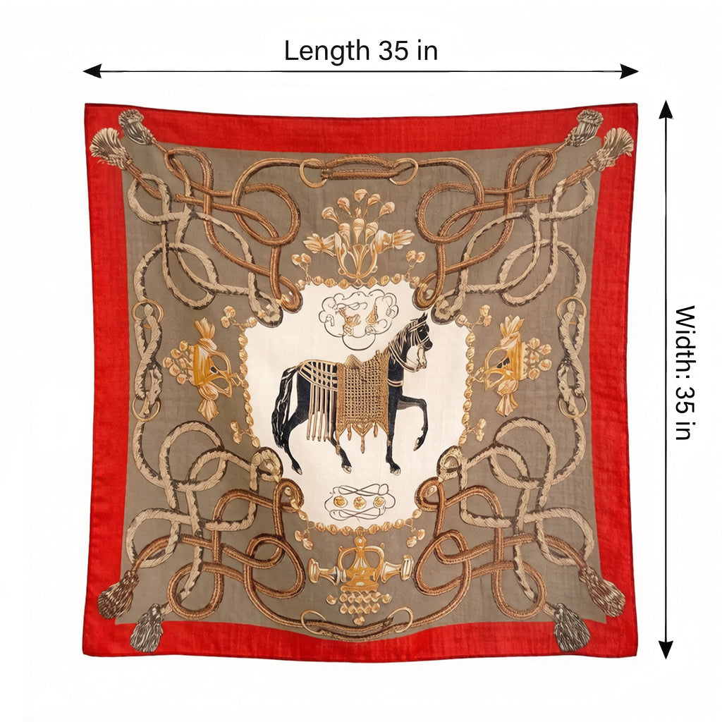 Anna-Kaci Women's Horse Print Large Square Scarf Lightweight Neck Hair Shawl Wrap 35 x 35 Inch