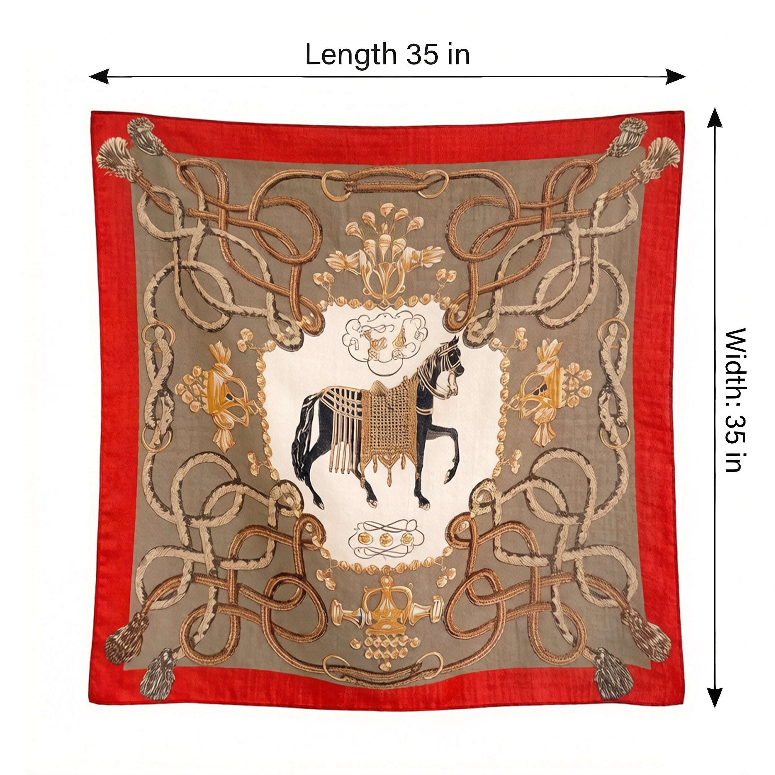 Anna-Kaci Women's Horse Print Large Square Scarf Lightweight Neck Hair Shawl Wrap 35 x 35 Inch