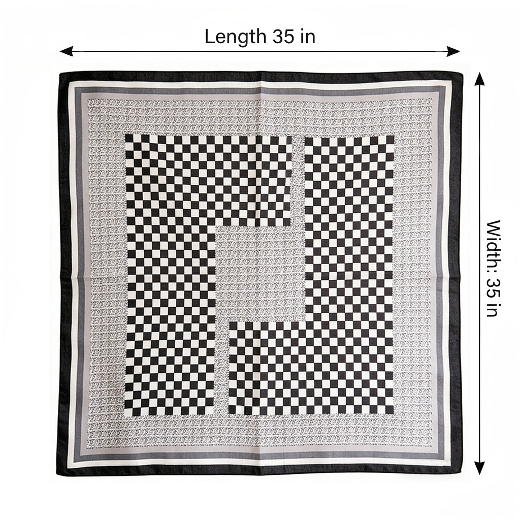 Anna-Kaci Women's Checkered Large Square Scarf Lightweight Head Neck Hair Wrap 35 Inch