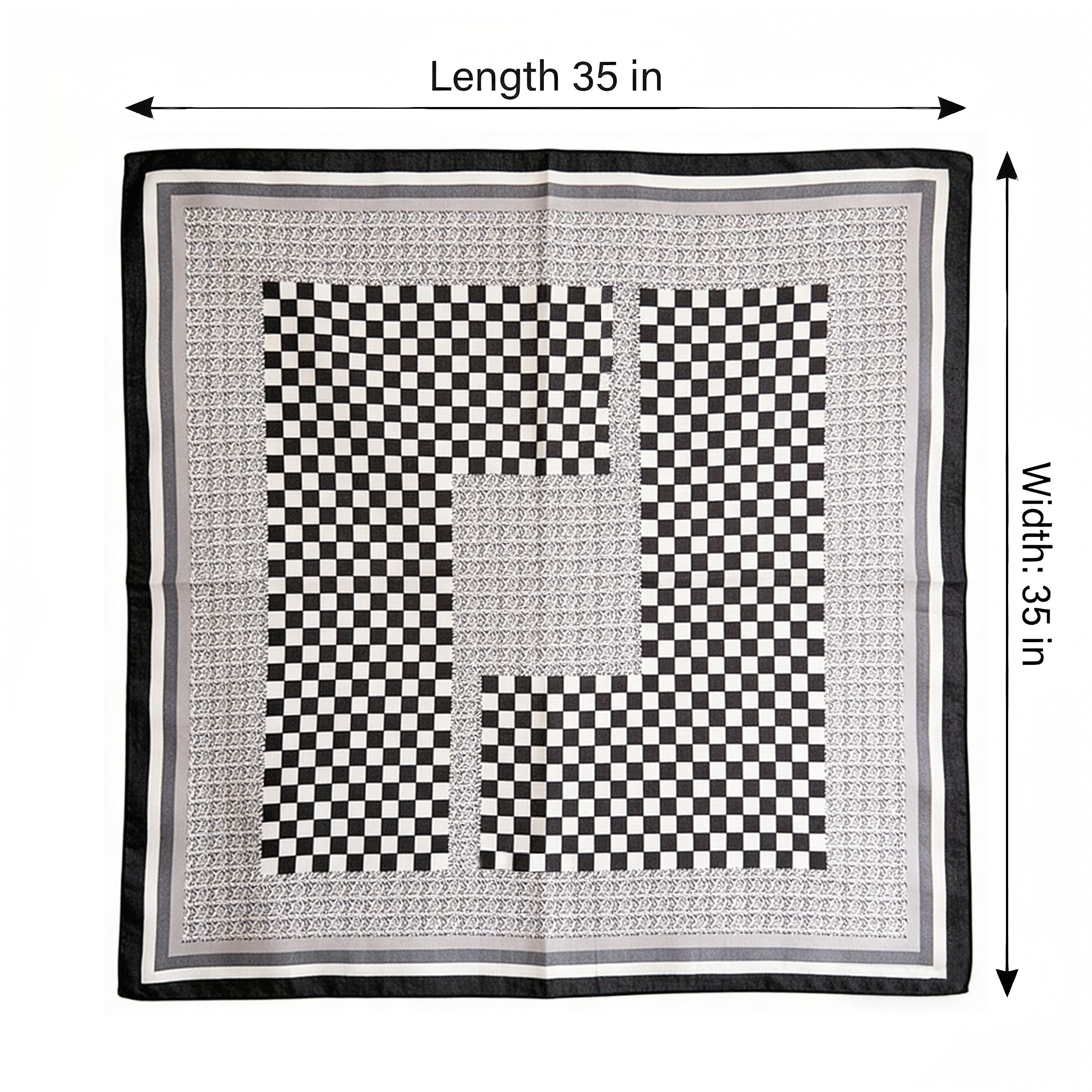 Anna-Kaci Women's Checkered Large Square Scarf Lightweight Head Neck Hair Wrap 35 Inch