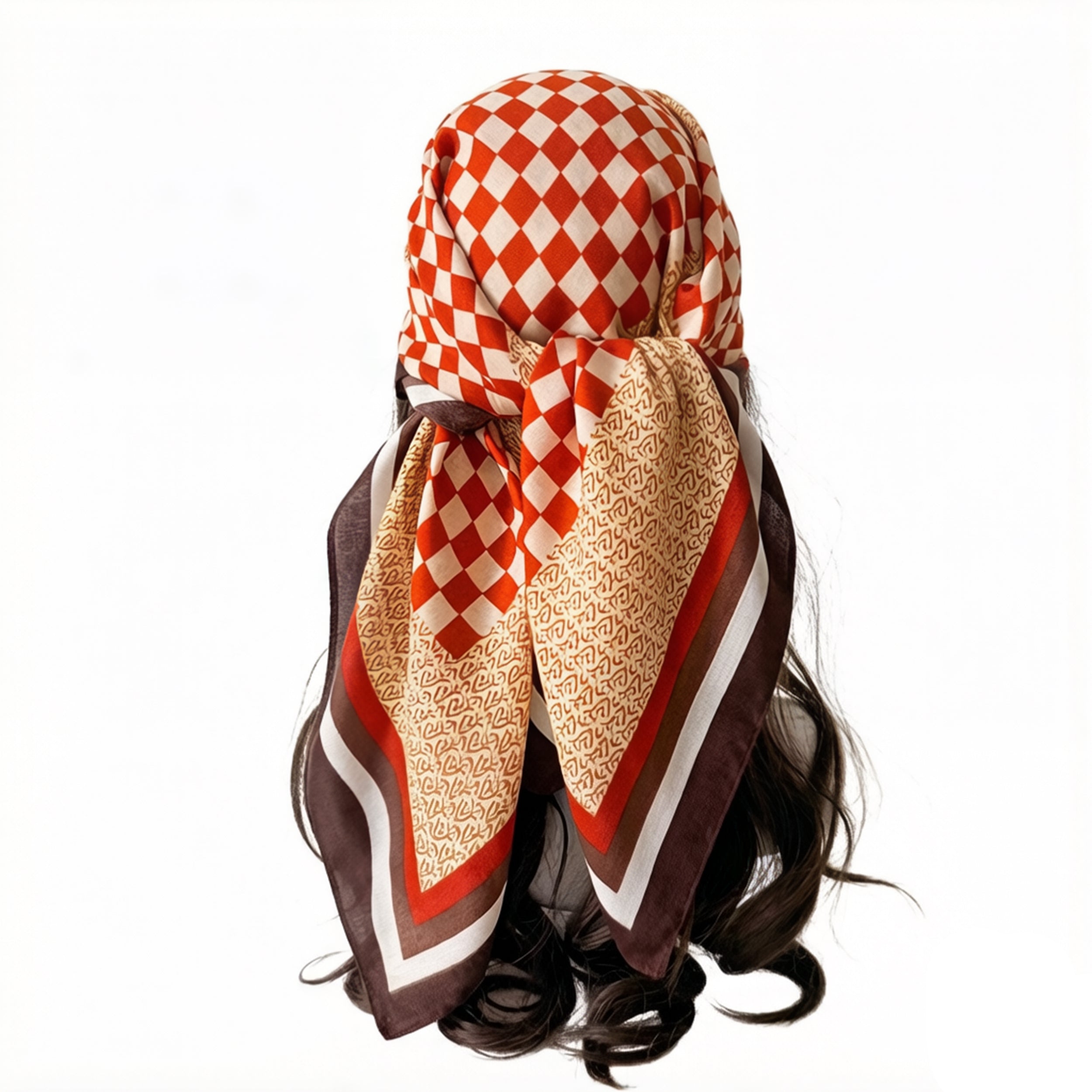 Anna-Kaci Women's Checkered Large Square Scarf Lightweight Head Neck Hair Wrap 35 Inch