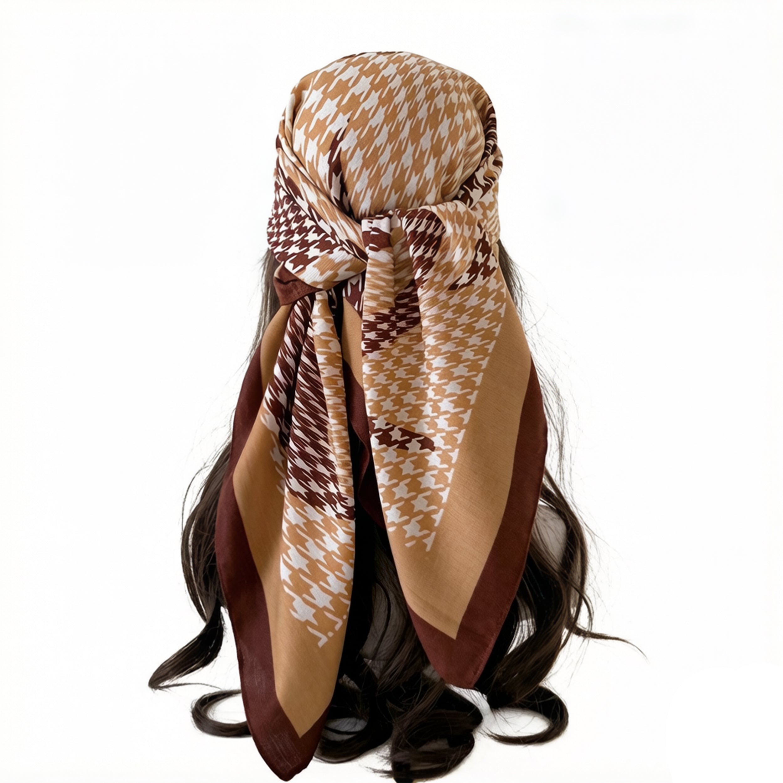 Anna-Kaci Women's Houndstooth Large Square Scarf Lightweight Head Neck Hair Wrap 35 Inch