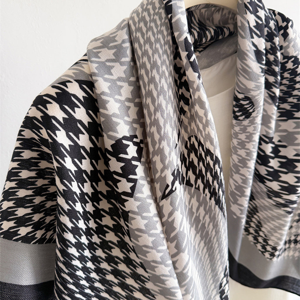 Anna-Kaci Women's Houndstooth Large Square Scarf Lightweight Head Neck Hair Wrap 35 Inch