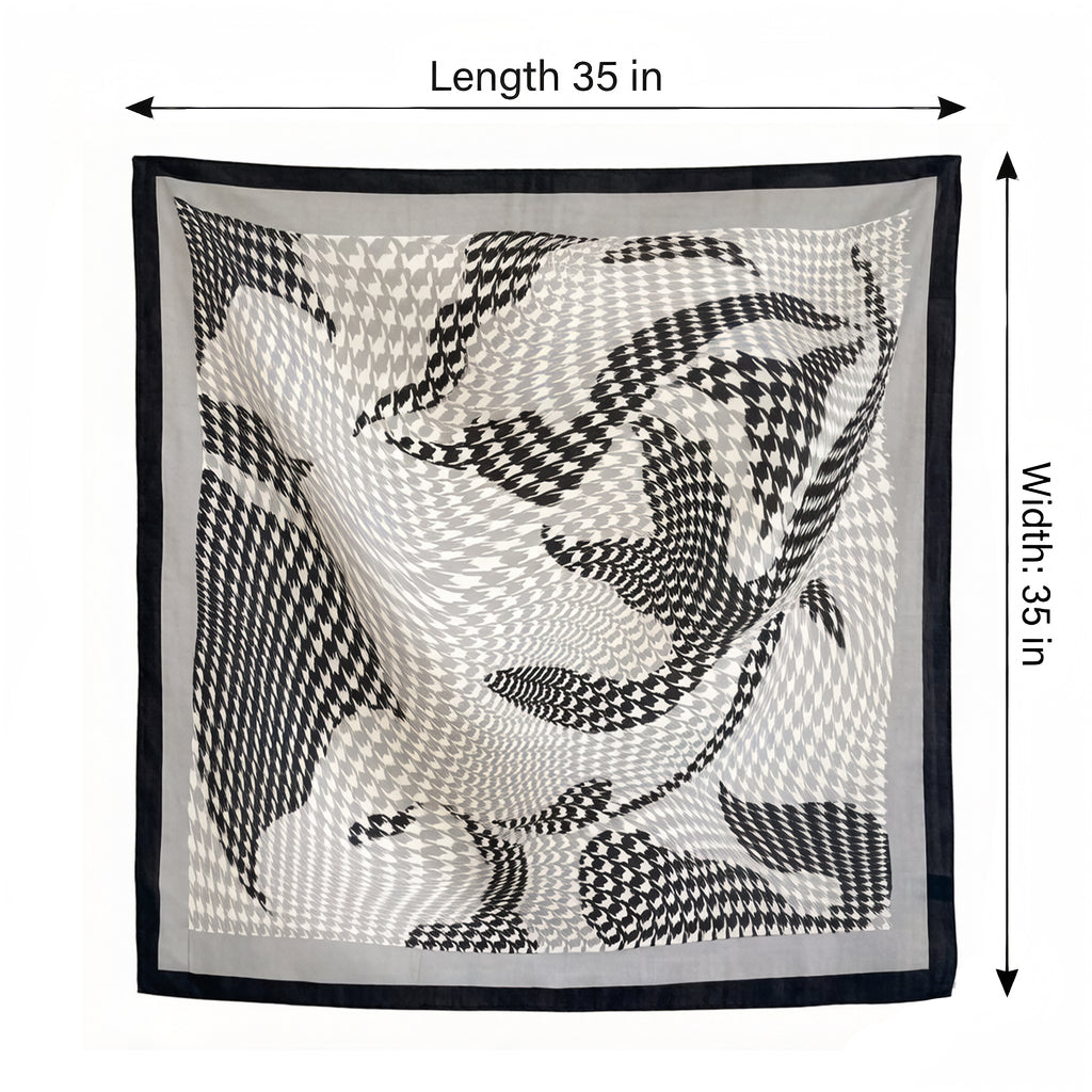 Anna-Kaci Women's Houndstooth Large Square Scarf Lightweight Head Neck Hair Wrap 35 Inch