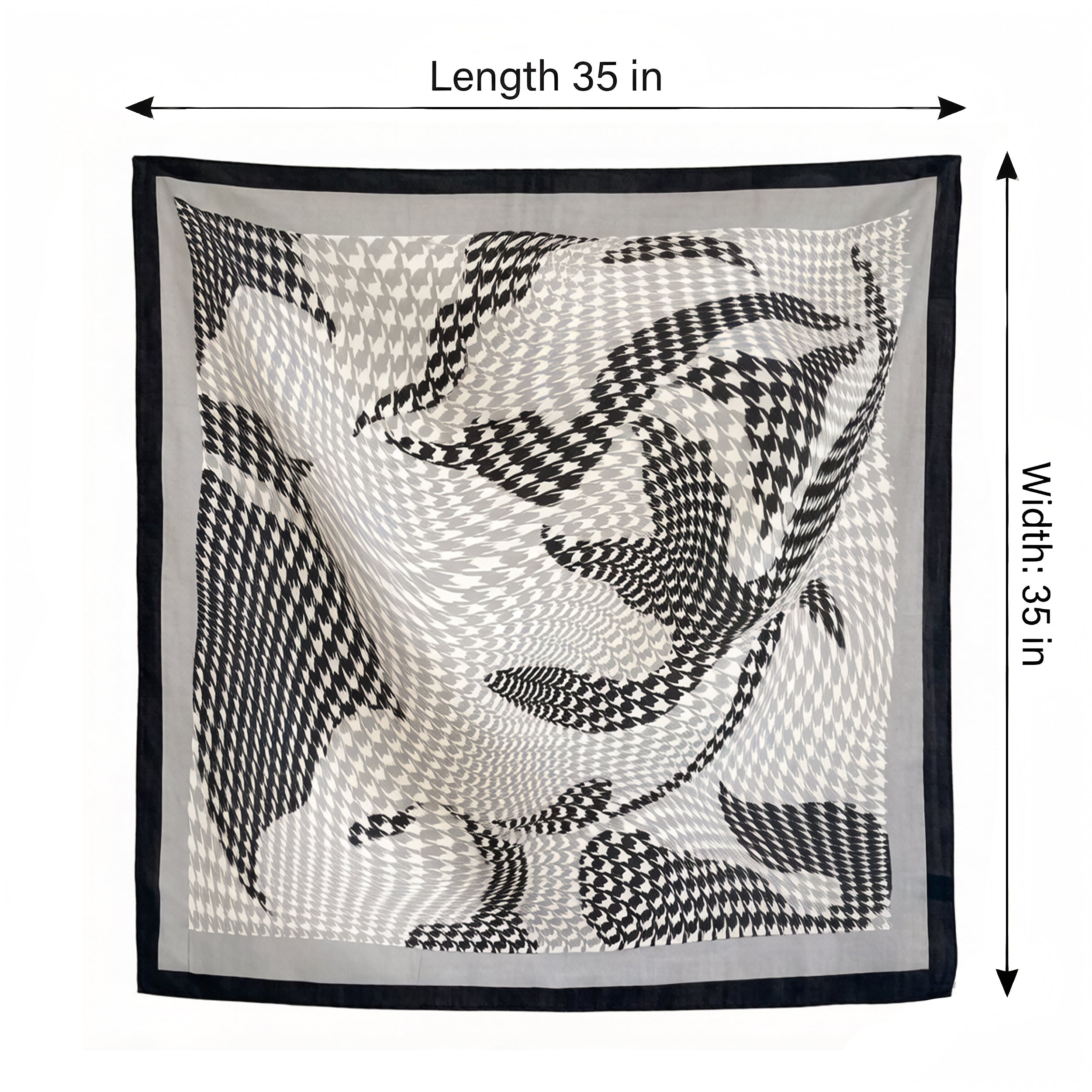 Anna-Kaci Women's Houndstooth Large Square Scarf Lightweight Head Neck Hair Wrap 35 Inch