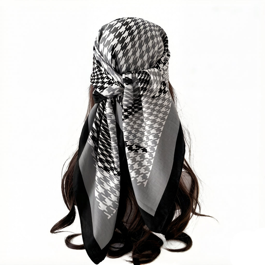 Anna-Kaci Women's Houndstooth Large Square Scarf Lightweight Head Neck Hair Wrap 35 Inch