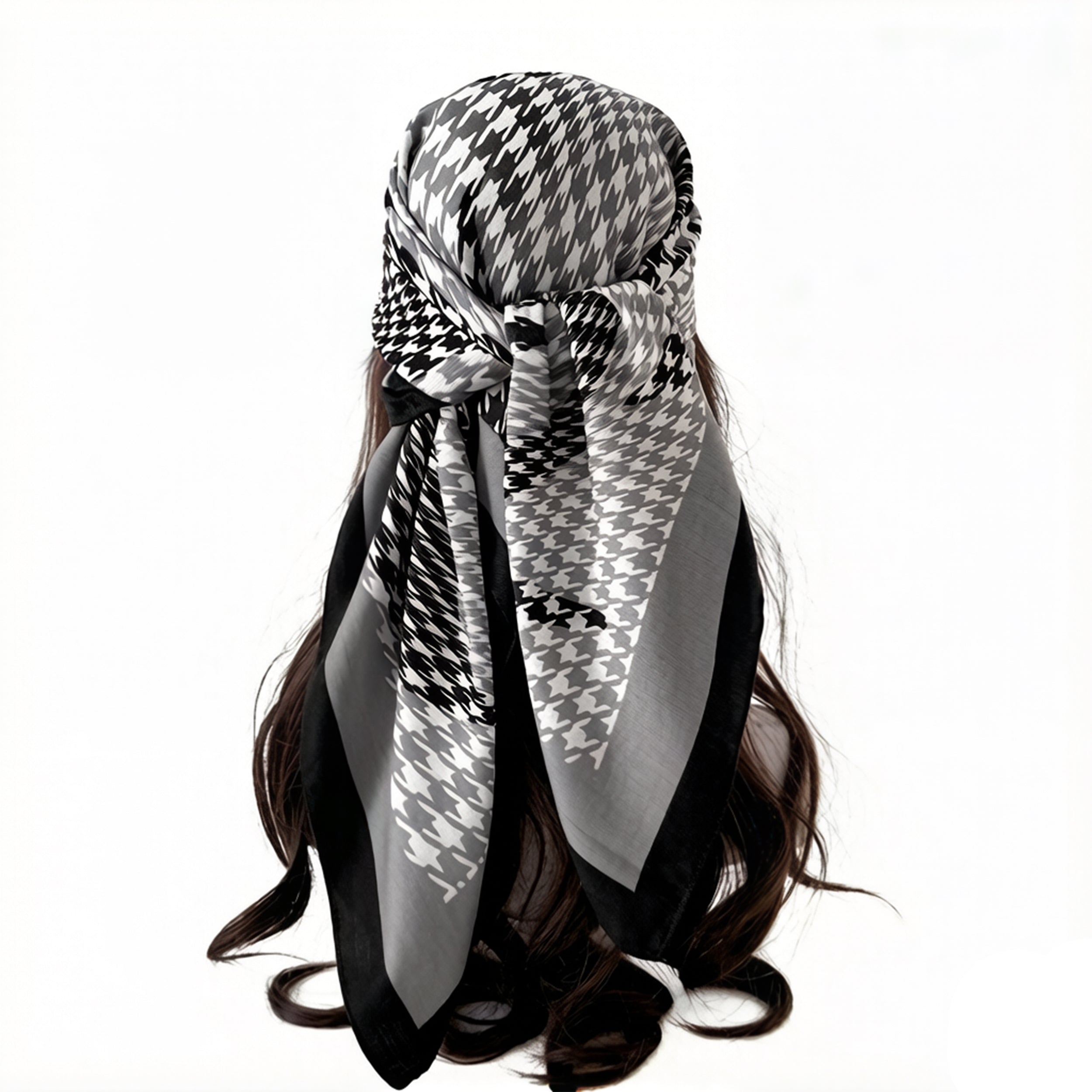 Anna-Kaci Women's Houndstooth Large Square Scarf Lightweight Head Neck Hair Wrap 35 Inch