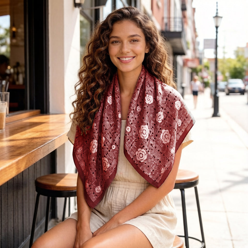 Anna-Kaci Women's Floral Large Square Scarf Lightweight Head Neck Hair Wrap Shawl 35 Inch