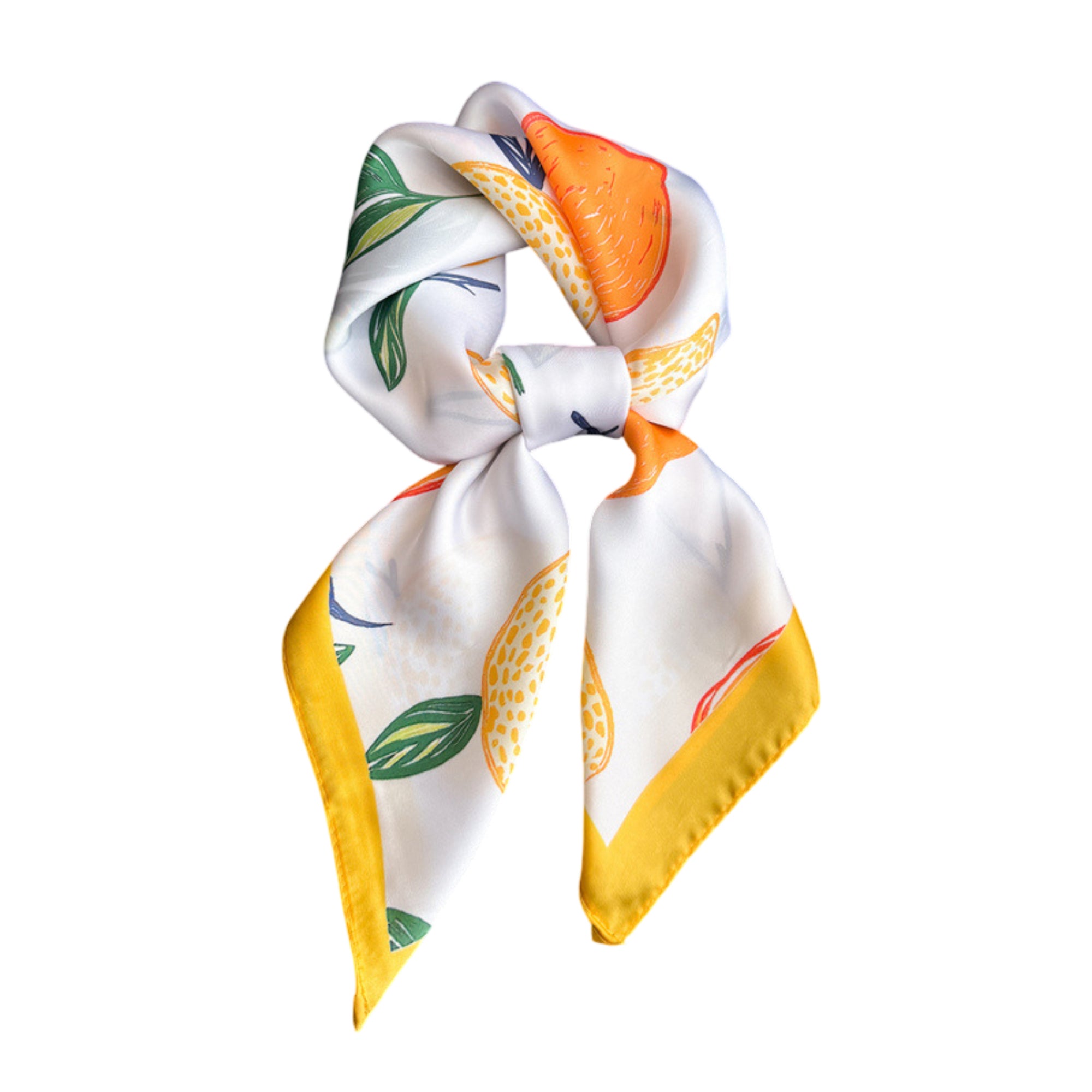 Anna-Kaci Square Satin Scarf Floral Lemon Print Lightweight Hair Neck Accessory