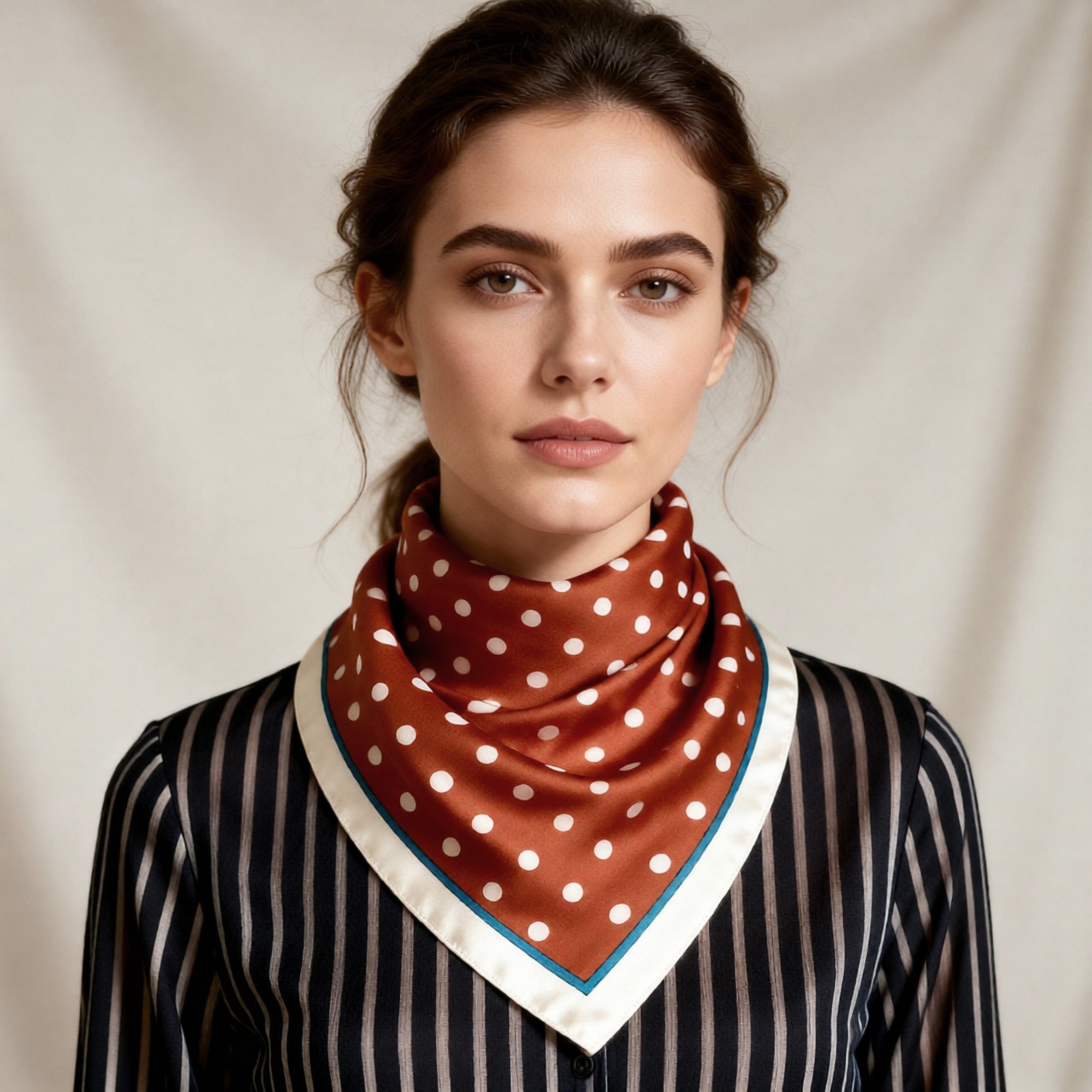 Anna-Kaci Polka Dot Square Satin Scarf Lightweight Hair Neck Fashion Accessory