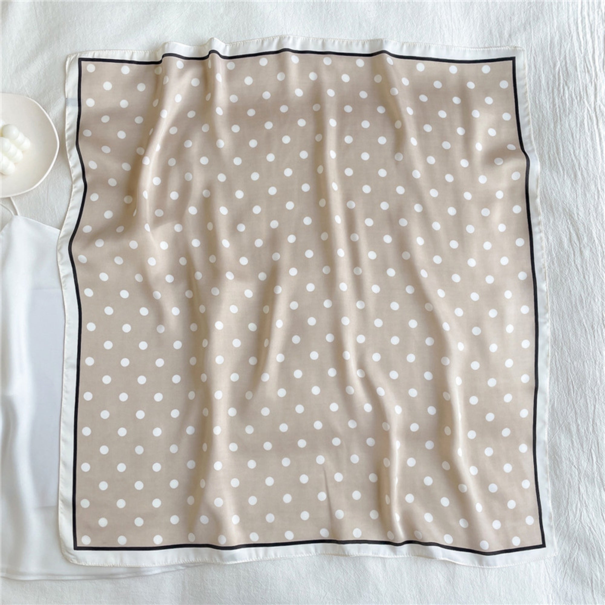 Anna-Kaci Polka Dot Square Satin Scarf Lightweight Hair Neck Fashion Accessory