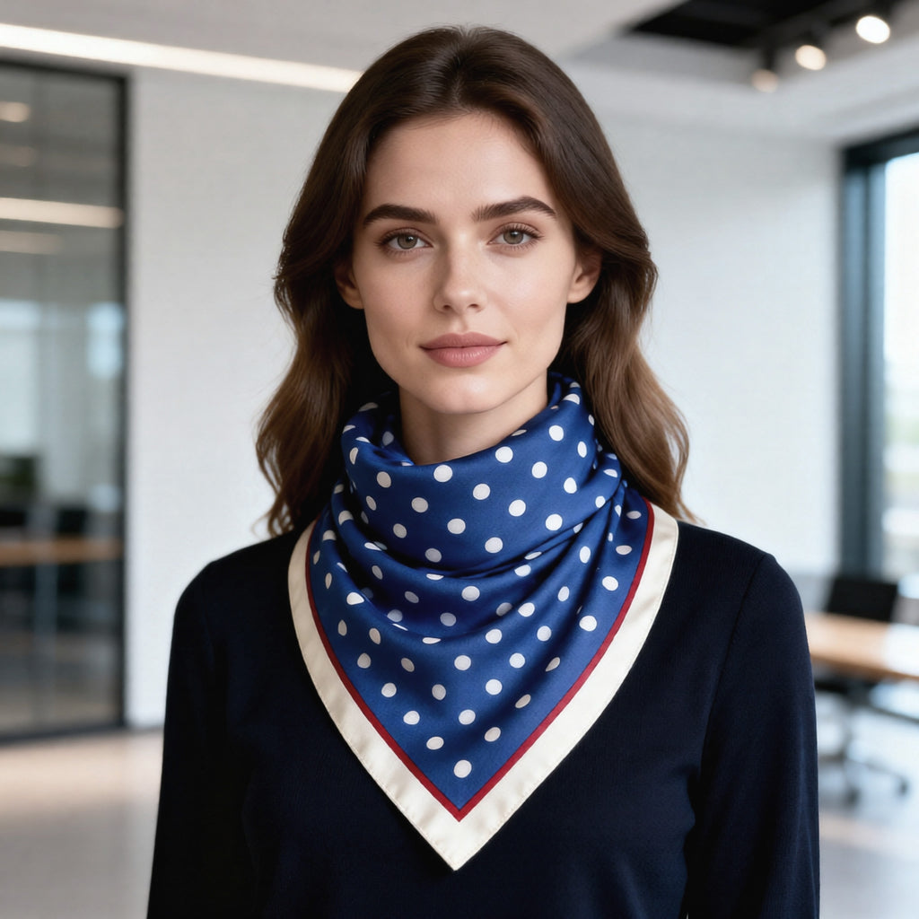 Anna-Kaci Polka Dot Square Satin Scarf Lightweight Hair Neck Fashion Accessory