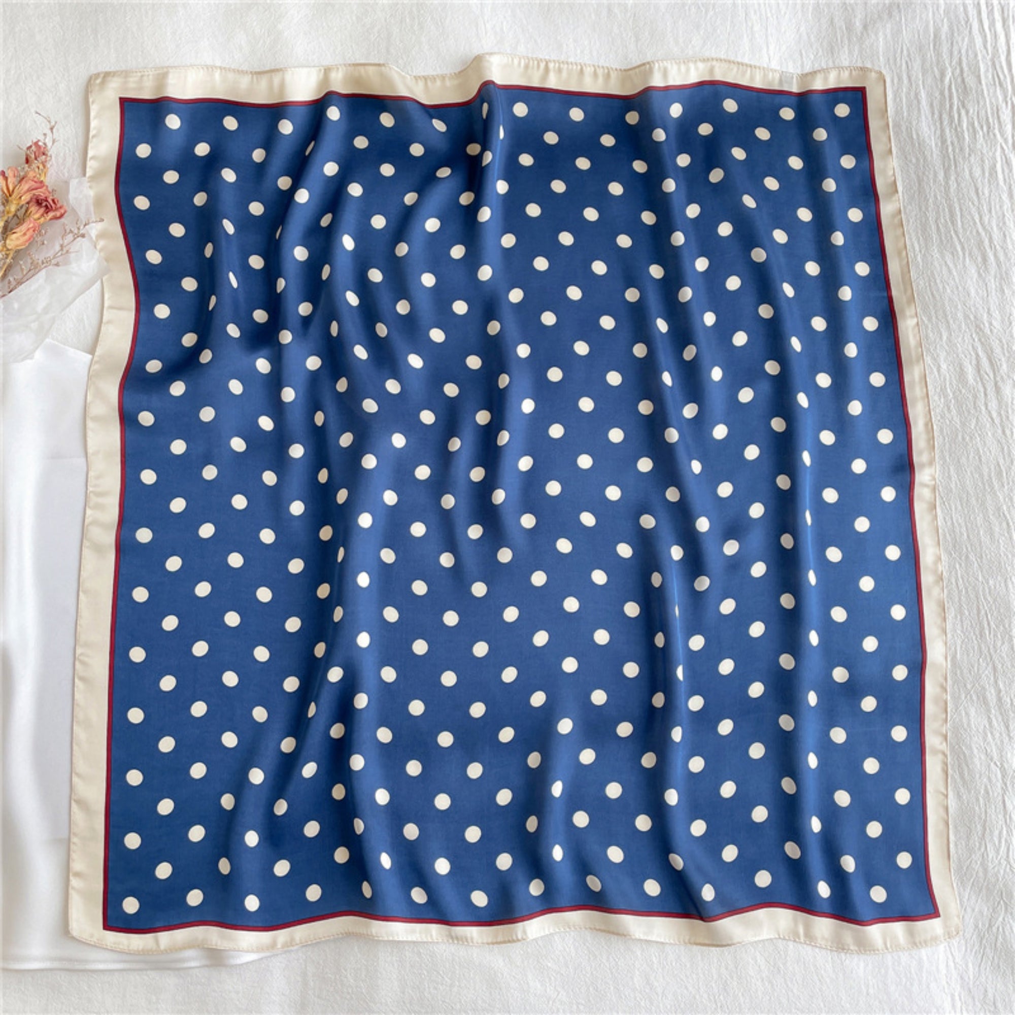 Anna-Kaci Polka Dot Square Satin Scarf Lightweight Hair Neck Fashion Accessory