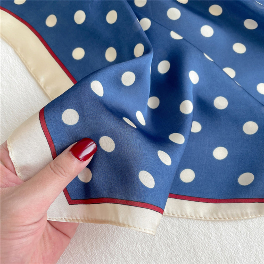 Anna-Kaci Polka Dot Square Satin Scarf Lightweight Hair Neck Fashion Accessory