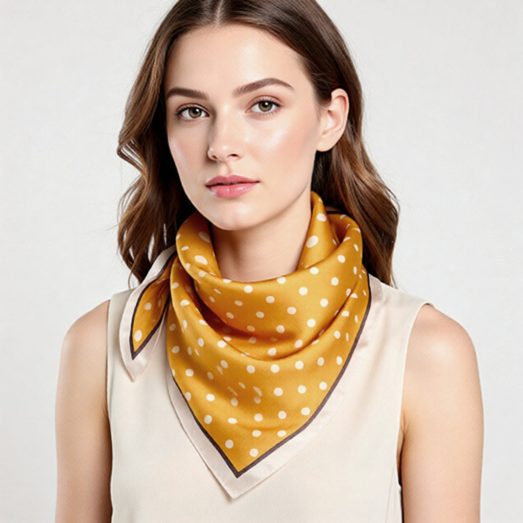 Anna-Kaci Polka Dot Square Satin Scarf Lightweight Hair Neck Fashion Accessory