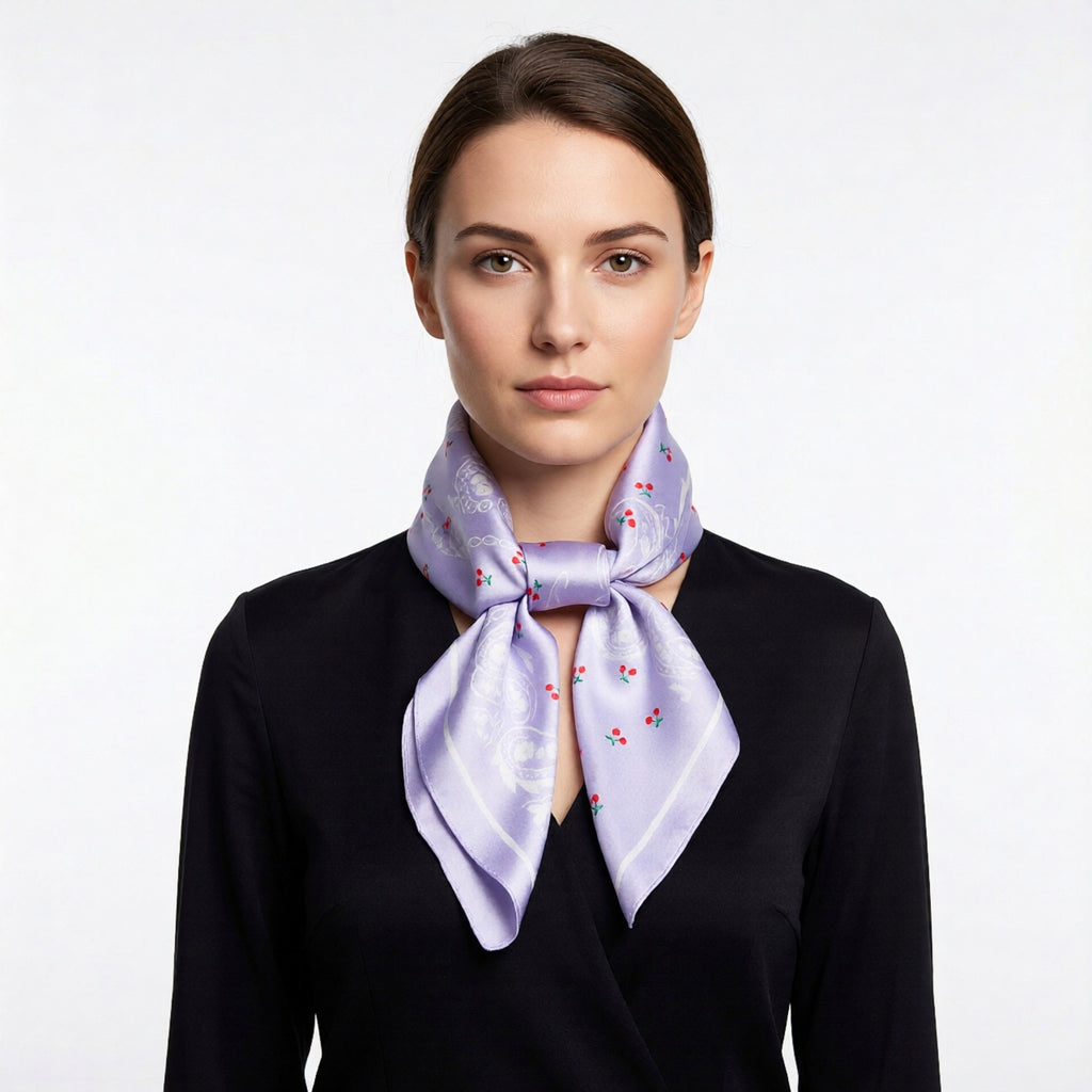 Anna-Kaci Paisley Cherry Print Square Satin Scarf Lightweight Hair Neck Accessory