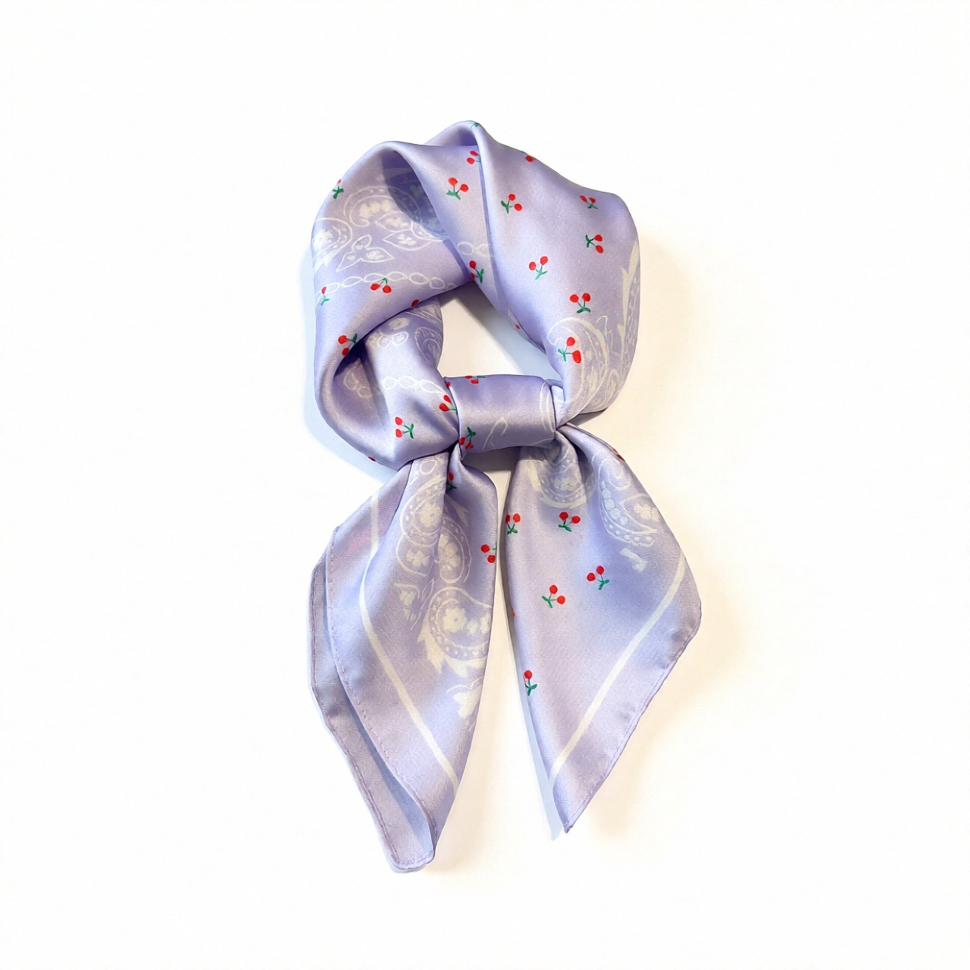 Anna-Kaci Paisley Cherry Print Square Satin Scarf Lightweight Hair Neck Accessory