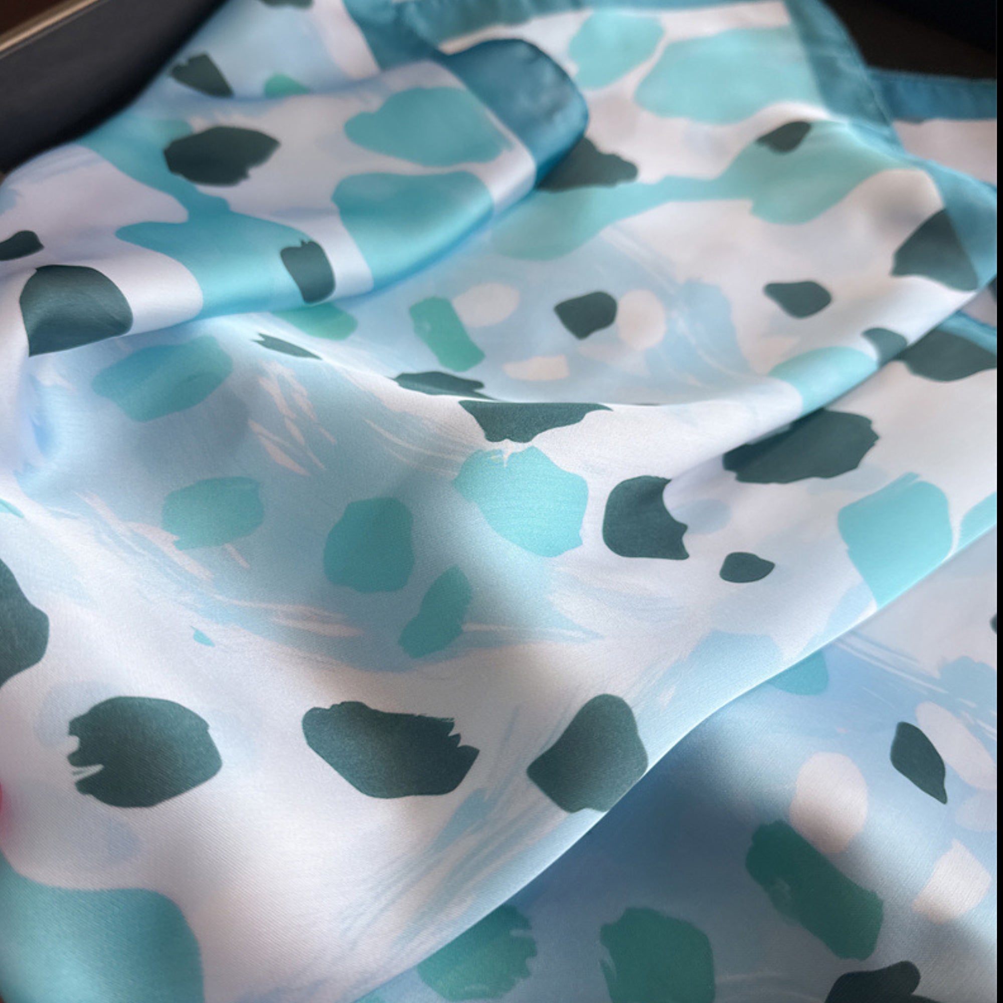 Anna-Kaci Abstract Print Square Satin Scarf Lightweight Hair Neck Accessory