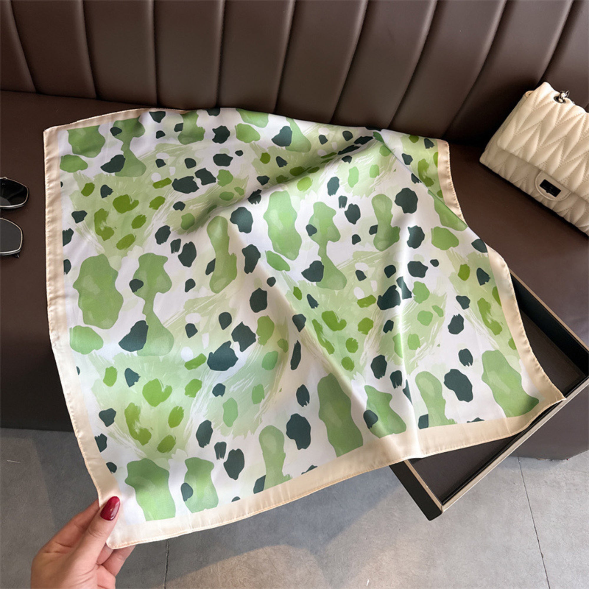 Anna-Kaci Abstract Print Square Satin Scarf Lightweight Hair Neck Accessory