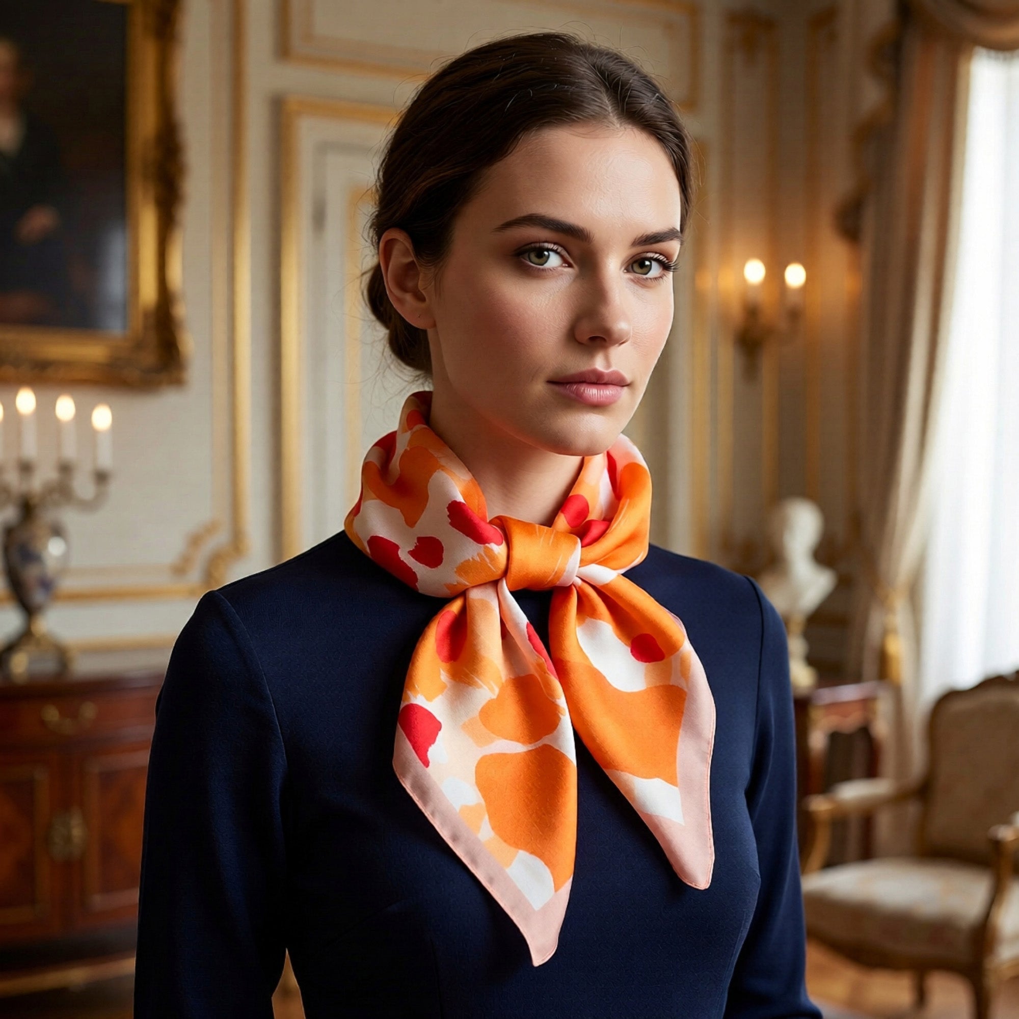 Anna-Kaci Abstract Print Square Satin Scarf Lightweight Hair Neck Accessory