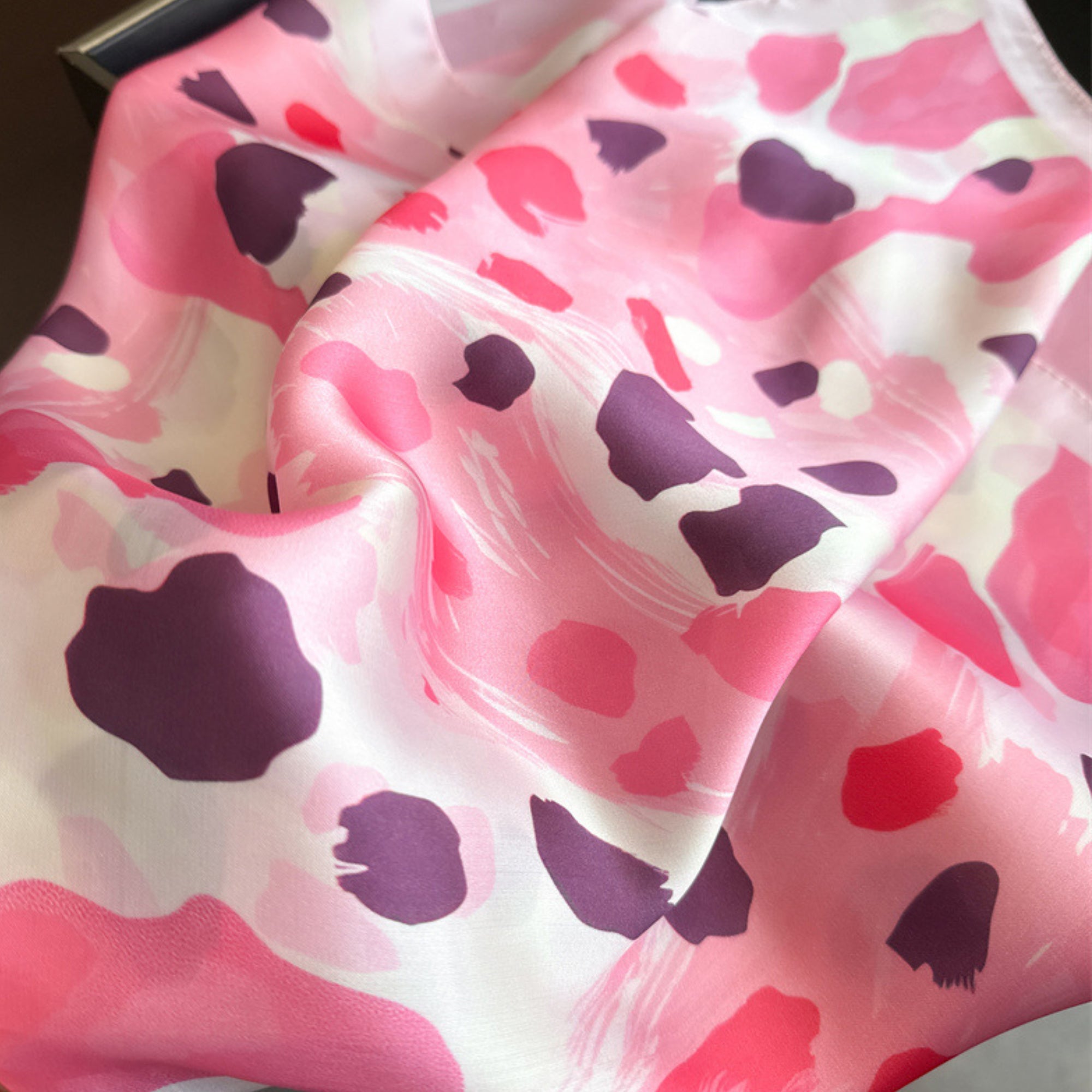 Anna-Kaci Abstract Print Square Satin Scarf Lightweight Hair Neck Accessory
