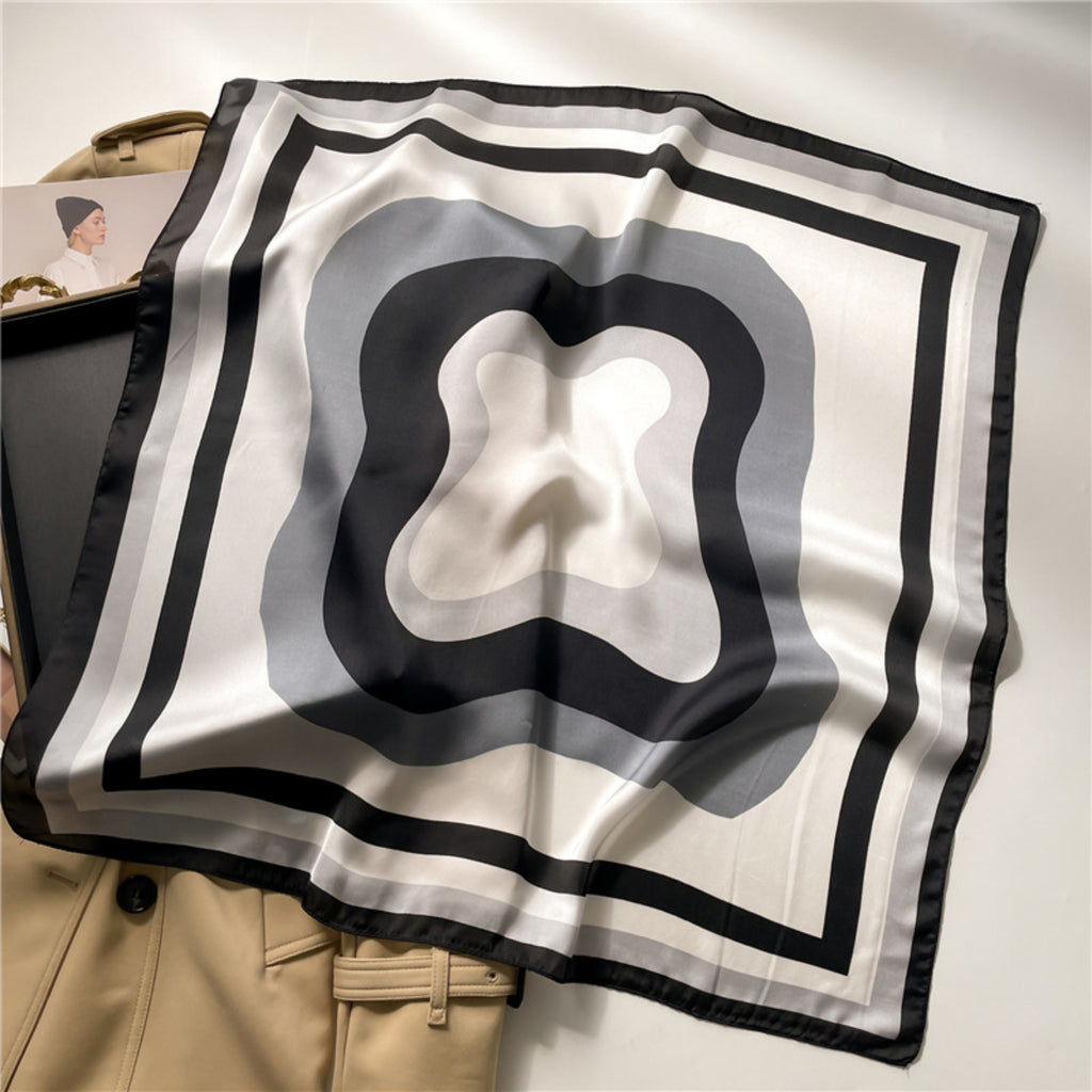 Anna-Kaci Geometric Color Block Square Satin Scarf Lightweight Hair Neck Accessory