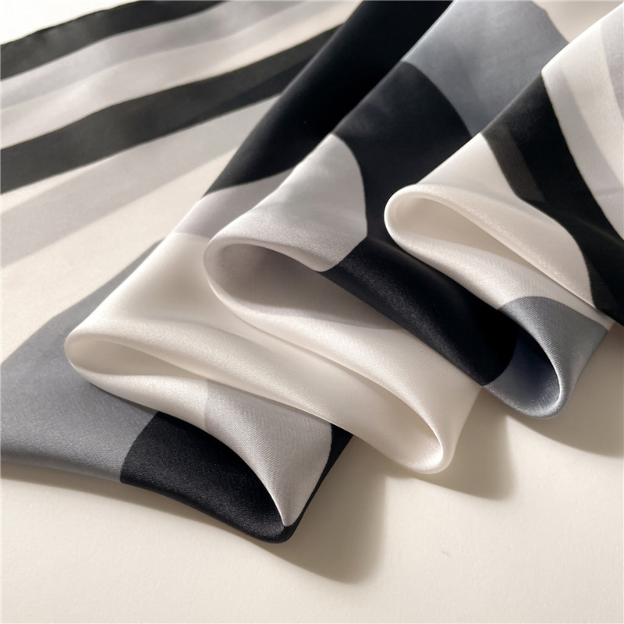 Anna-Kaci Geometric Color Block Square Satin Scarf Lightweight Hair Neck Accessory