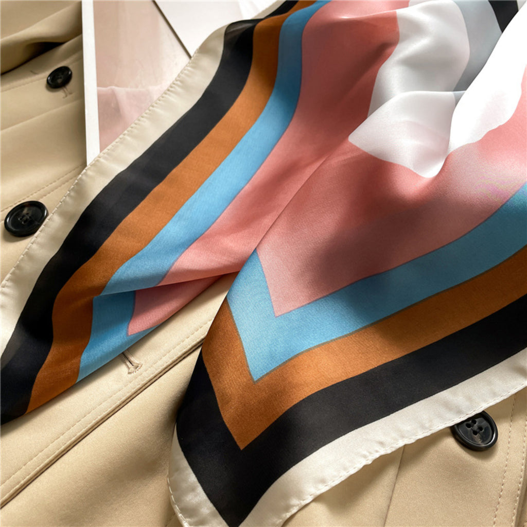 Anna-Kaci Geometric Color Block Square Satin Scarf Lightweight Hair Neck Accessory