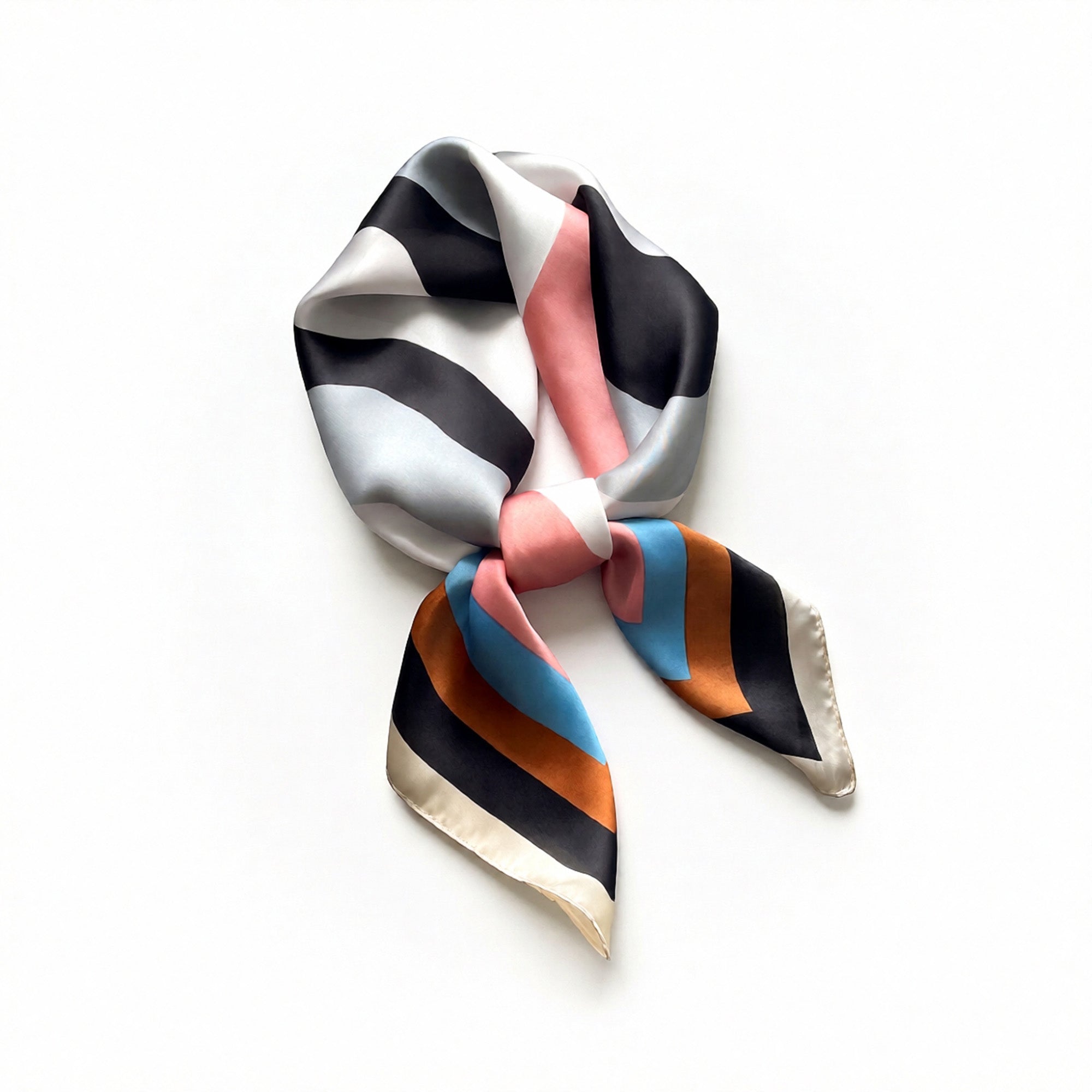 Anna-Kaci Geometric Color Block Square Satin Scarf Lightweight Hair Neck Accessory
