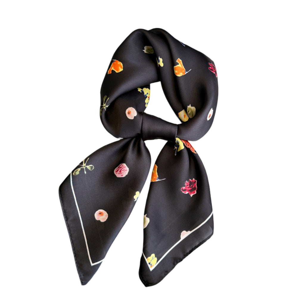 Anna-Kaci Floral Print Square Satin Scarf Lightweight Soft Hair Neck Accessory