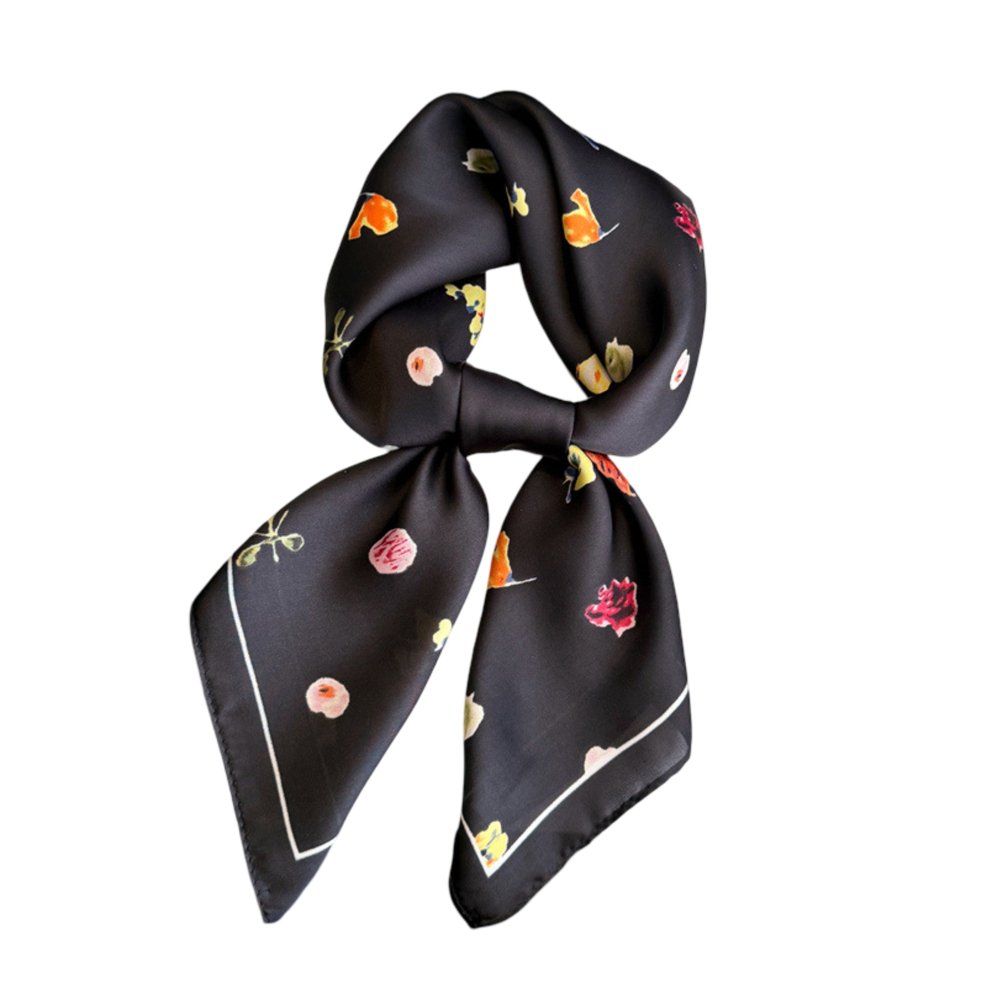 Anna-Kaci Floral Print Square Satin Scarf Lightweight Soft Hair Neck Accessory