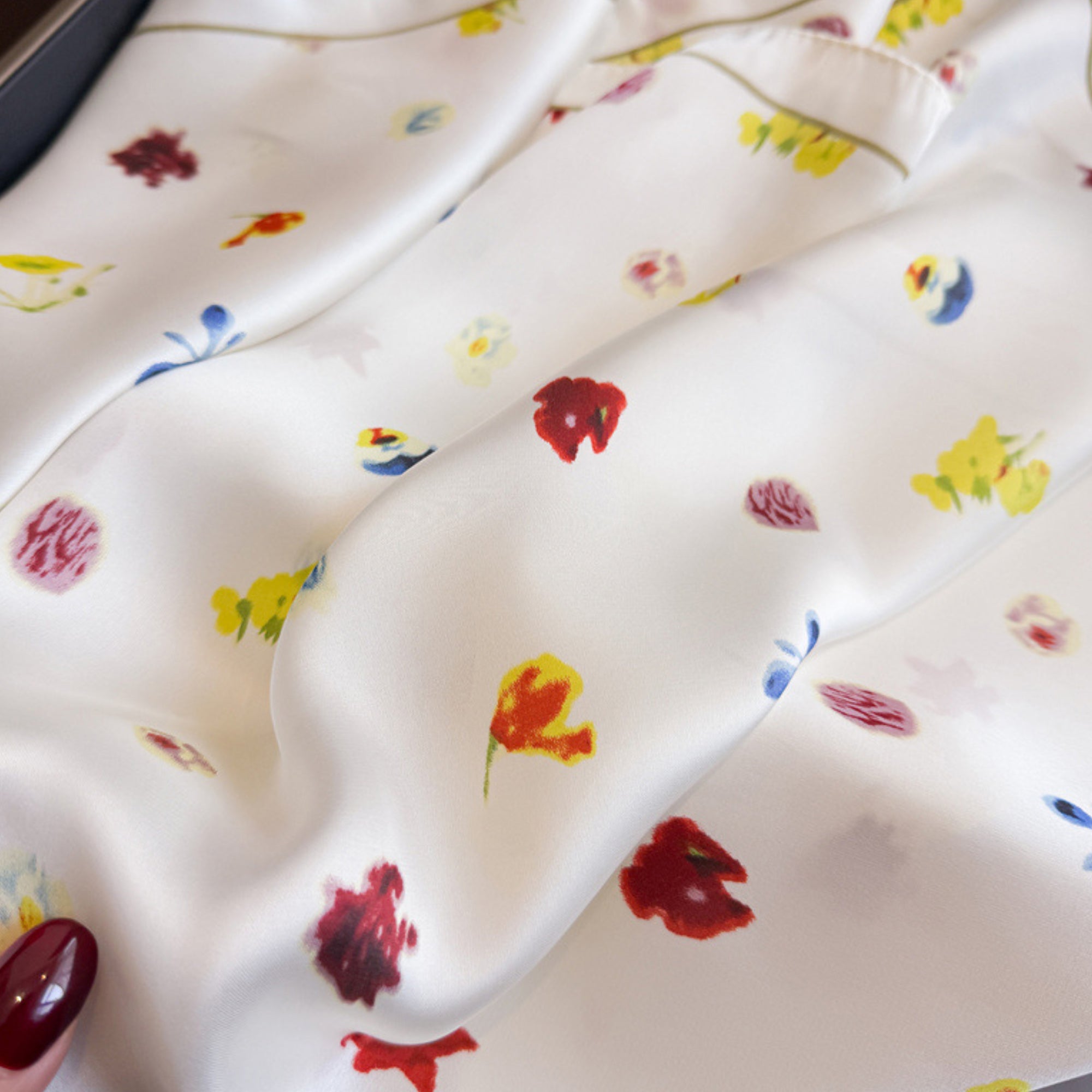 Anna-Kaci Floral Print Square Satin Scarf Lightweight Soft Hair Neck Accessory