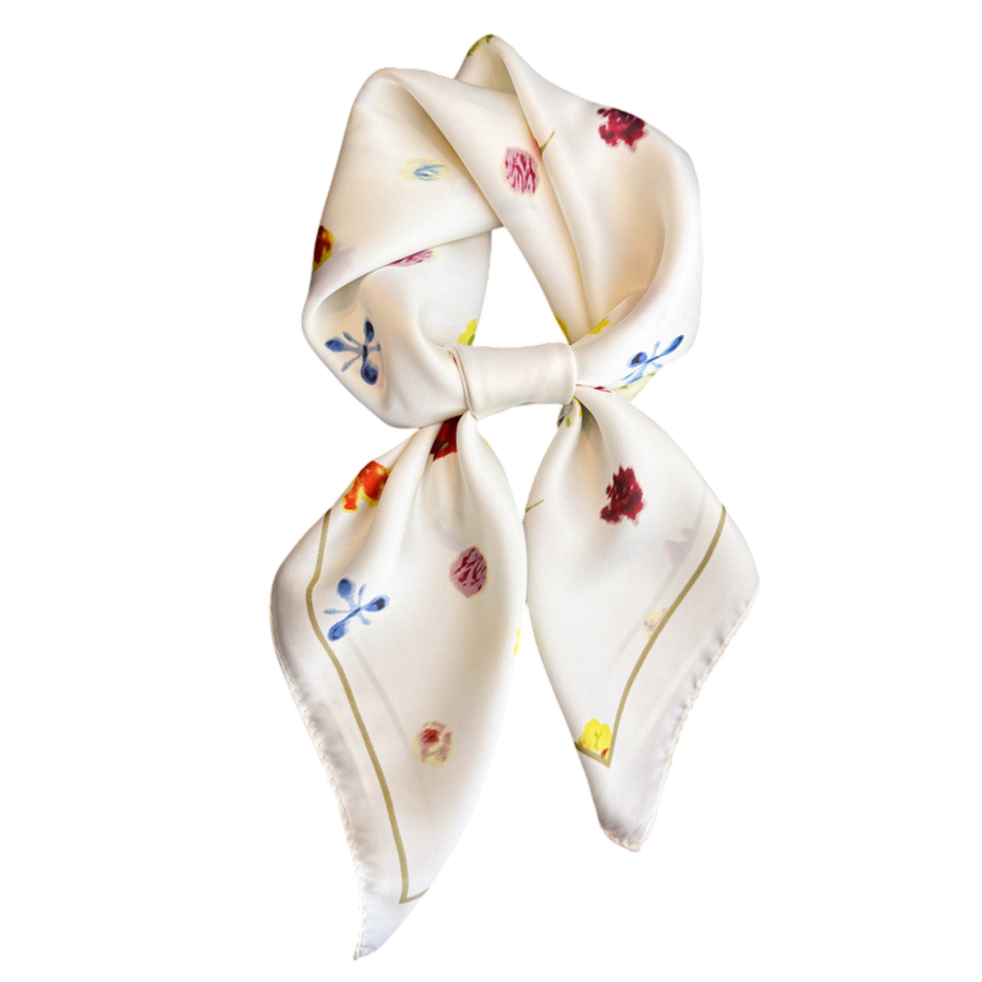 Anna-Kaci Floral Print Square Satin Scarf Lightweight Soft Hair Neck Accessory