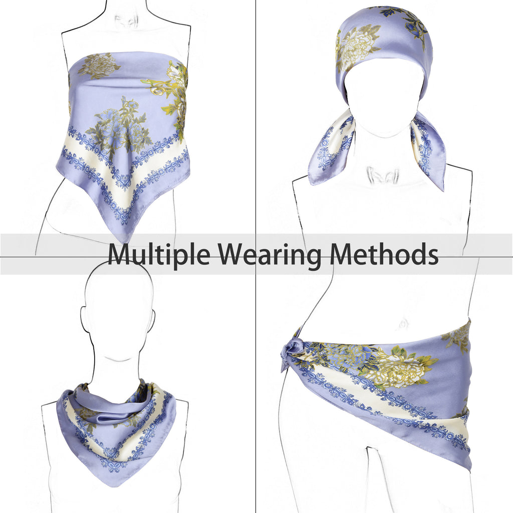 Anna-Kaci Floral Satin Square Scarf Lightweight Soft Hair Neck Wrap Accessory