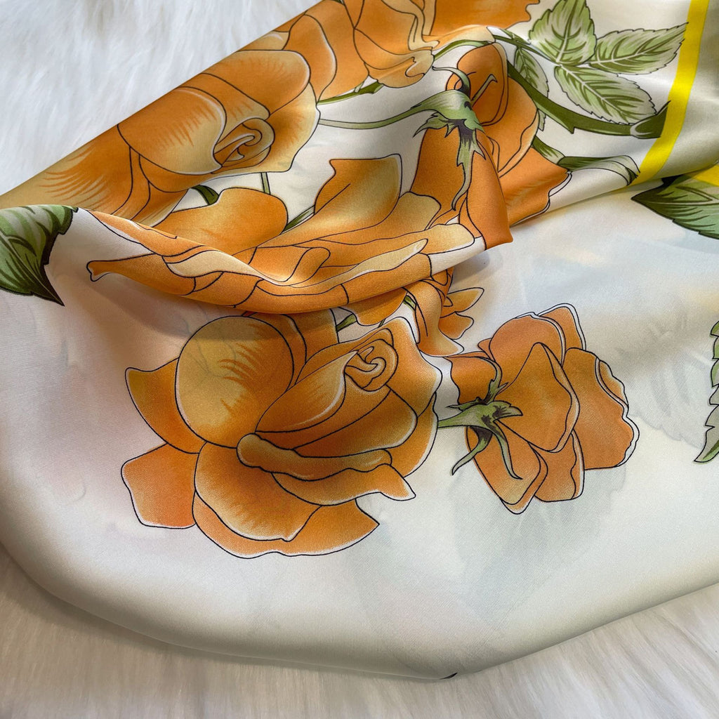 Anna-Kaci Floral Satin Square Scarf Lightweight Soft Hair Neck Wrap Accessory