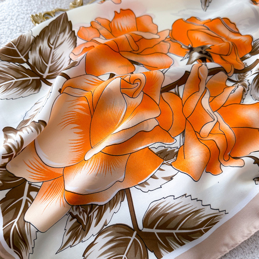 Anna-Kaci Floral Satin Square Scarf Lightweight Soft Hair Neck Wrap Accessory