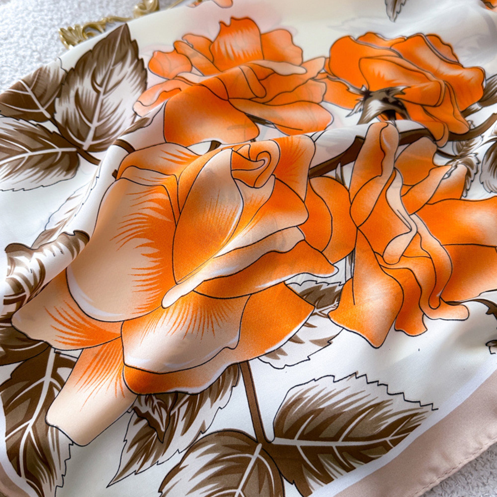Anna-Kaci Floral Satin Square Scarf Lightweight Soft Hair Neck Wrap Accessory