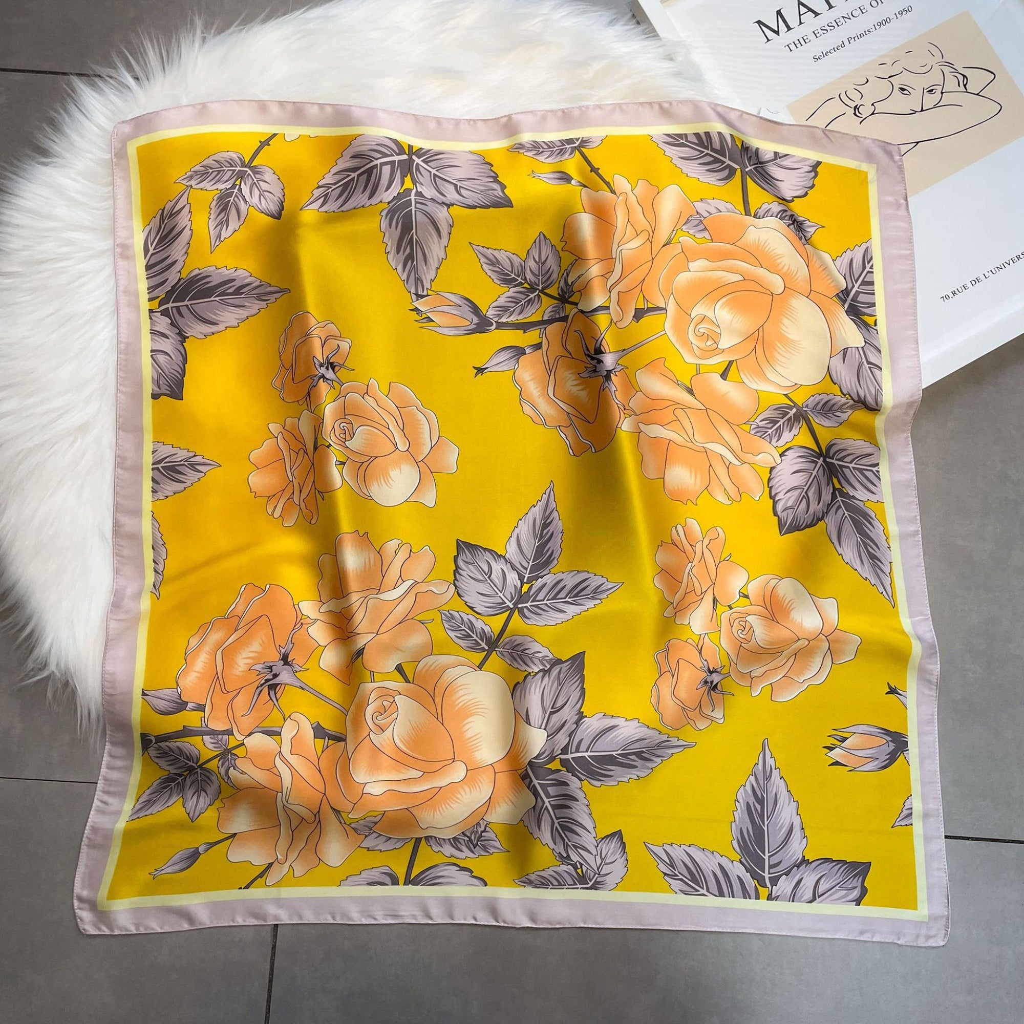 Anna-Kaci Floral Satin Square Scarf Lightweight Soft Hair Neck Wrap Accessory