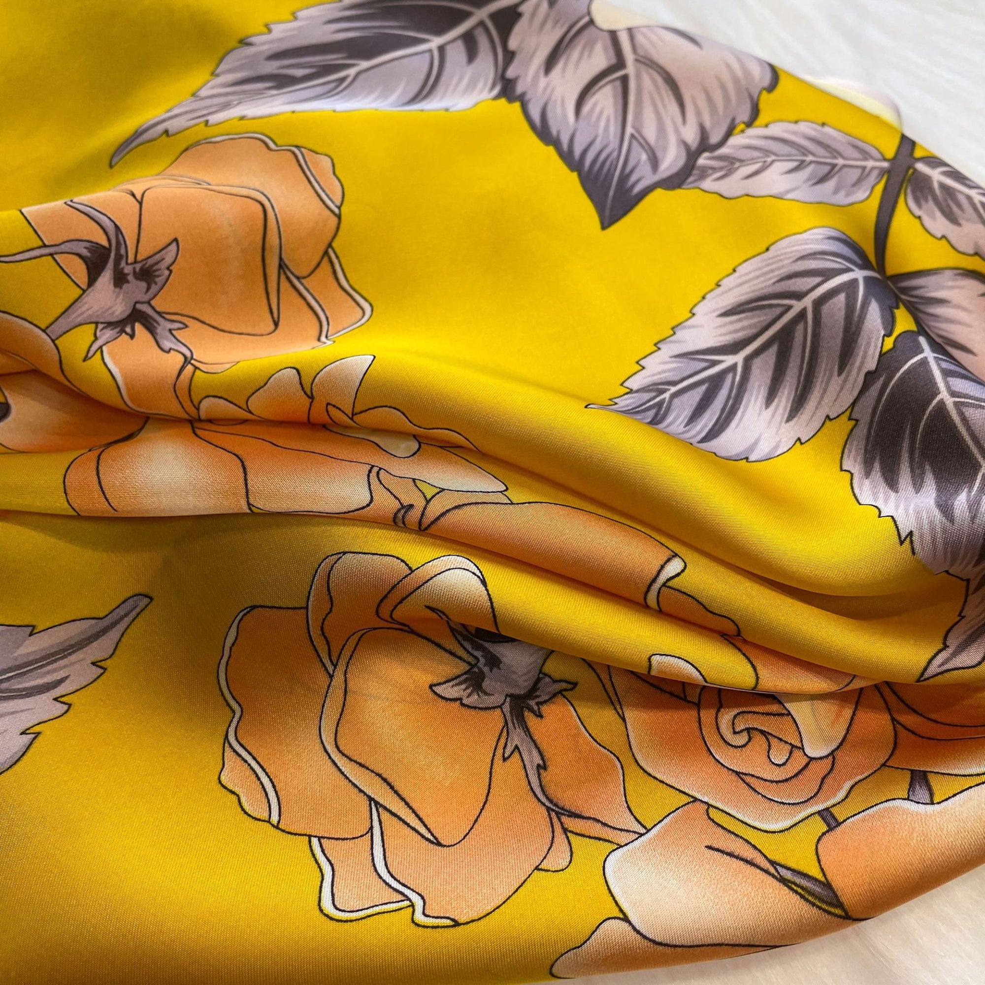 Anna-Kaci Floral Satin Square Scarf Lightweight Soft Hair Neck Wrap Accessory
