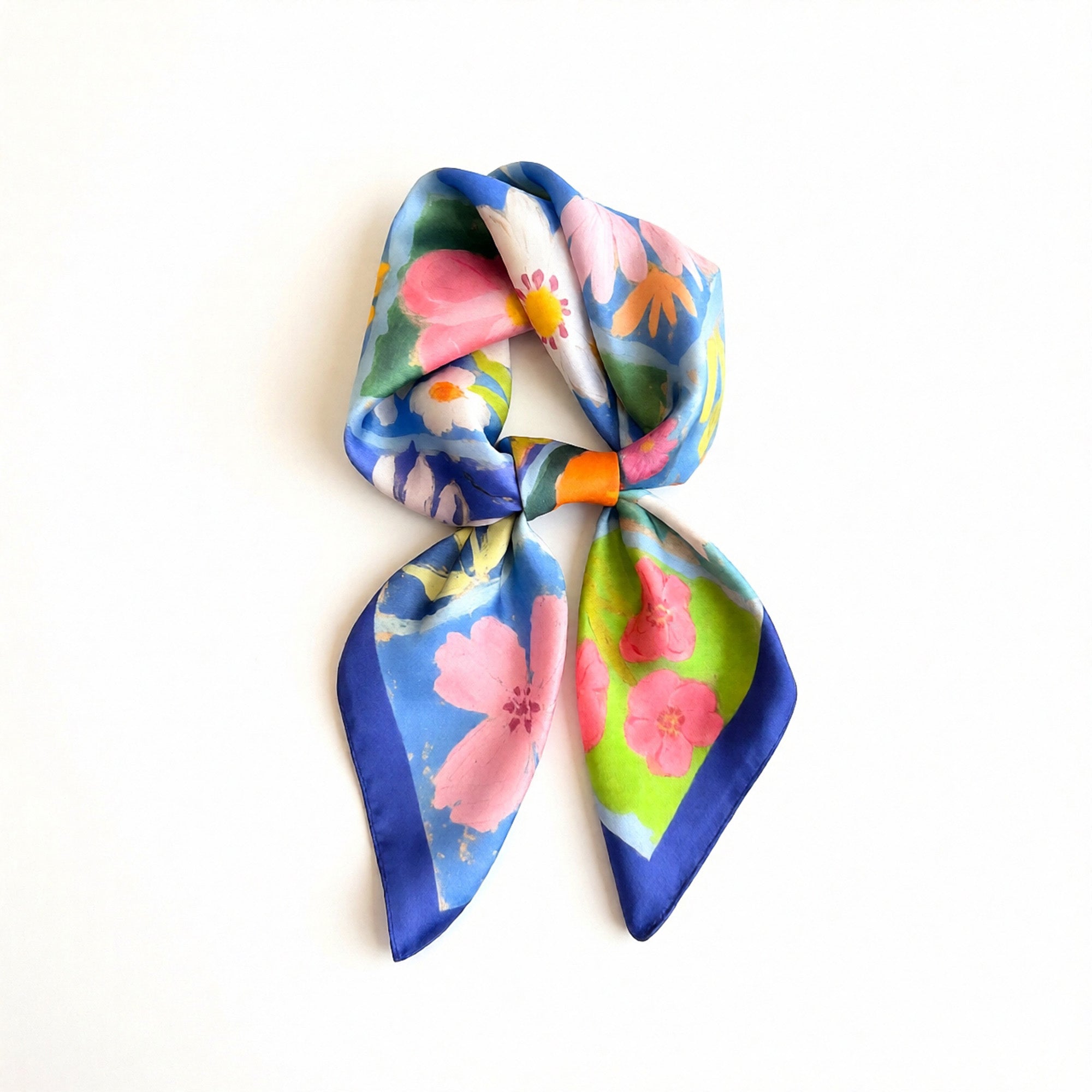 Anna-Kaci Floral Patchwork Satin Square Scarf Lightweight Soft Hair Neck Wrap Accessory