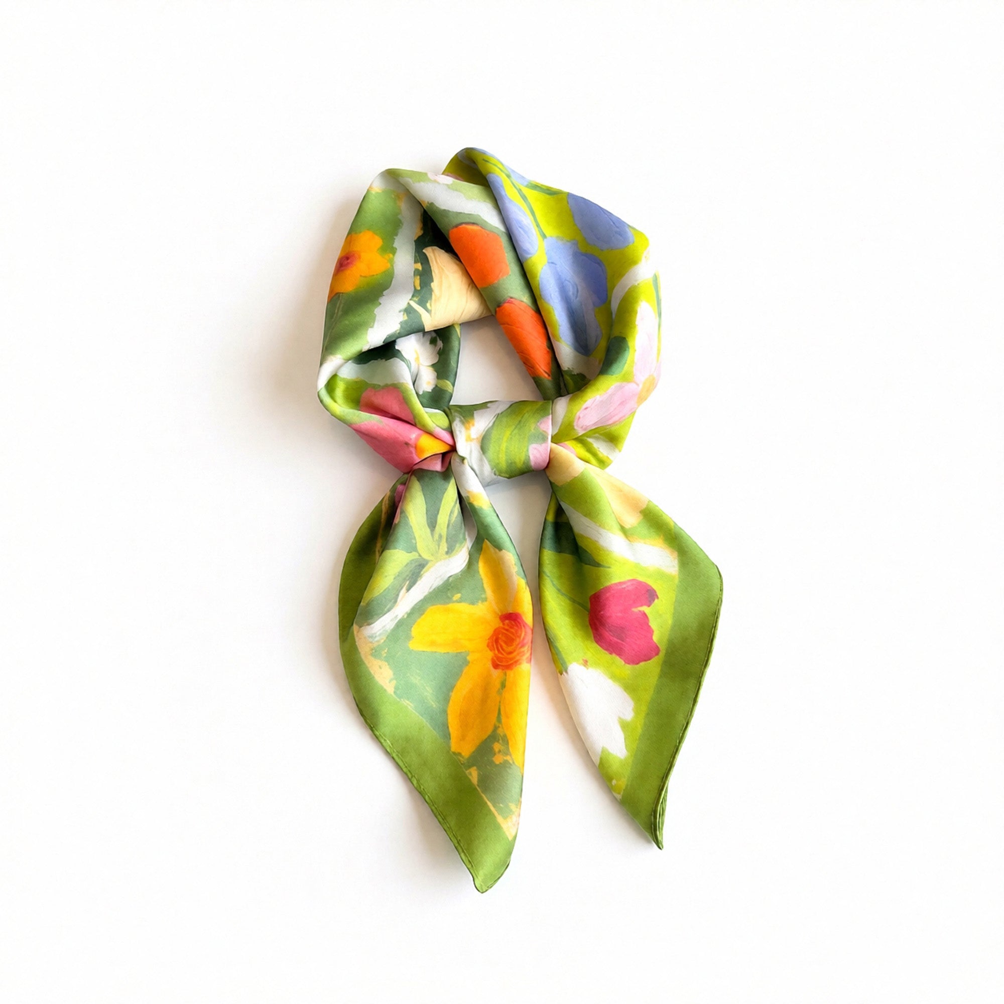 Anna-Kaci Floral Patchwork Satin Square Scarf Lightweight Soft Hair Neck Wrap Accessory