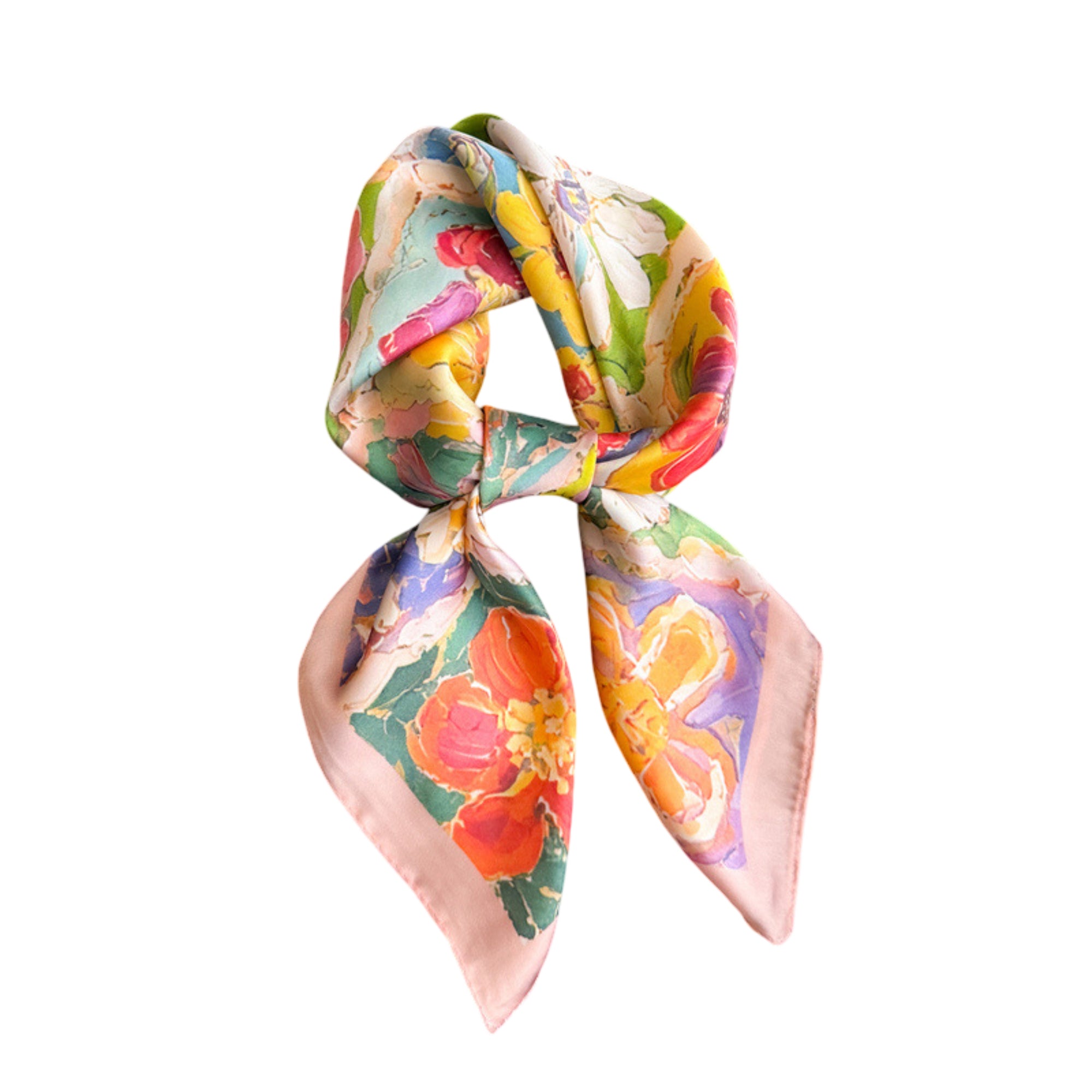 Anna-Kaci Floral Patchwork Satin Square Scarf Lightweight Soft Hair Neck Wrap Accessory