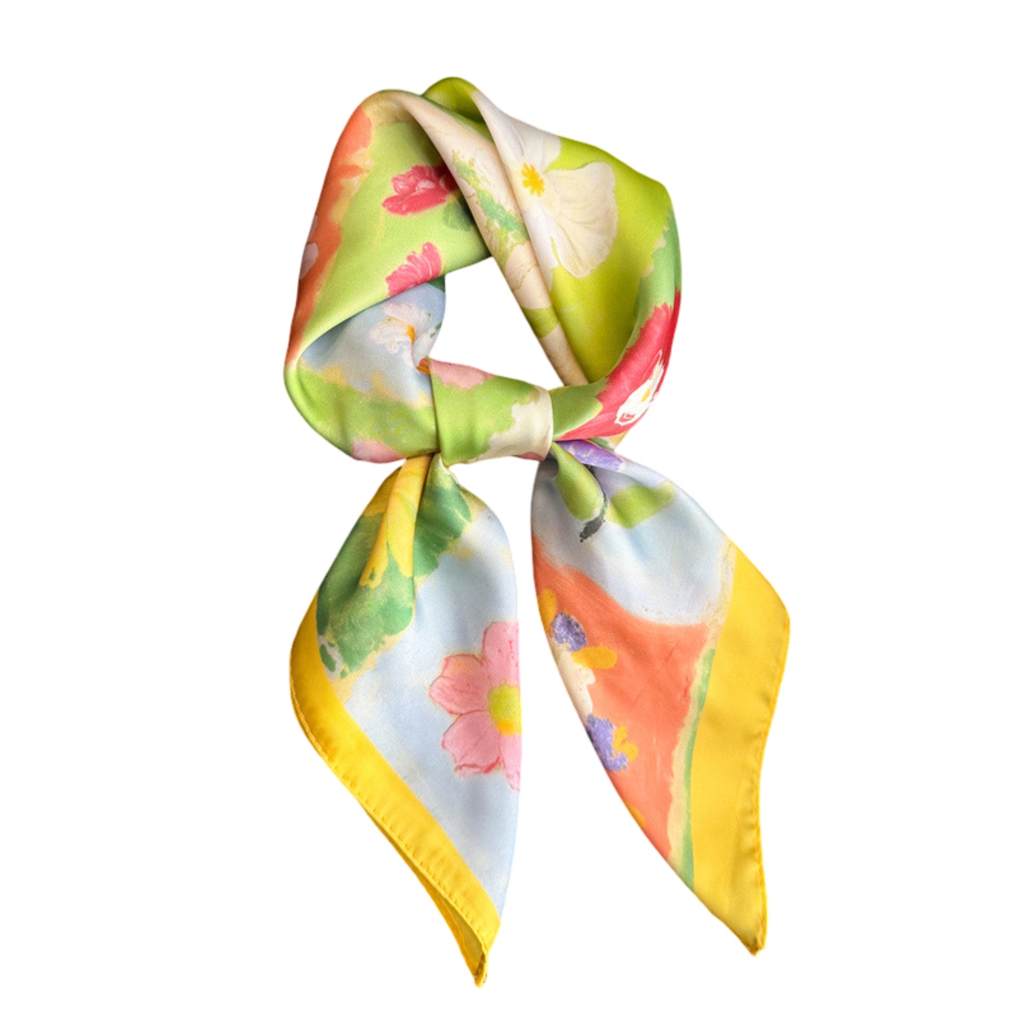 Anna-Kaci Floral Patchwork Satin Square Scarf Lightweight Soft Hair Neck Wrap Accessory