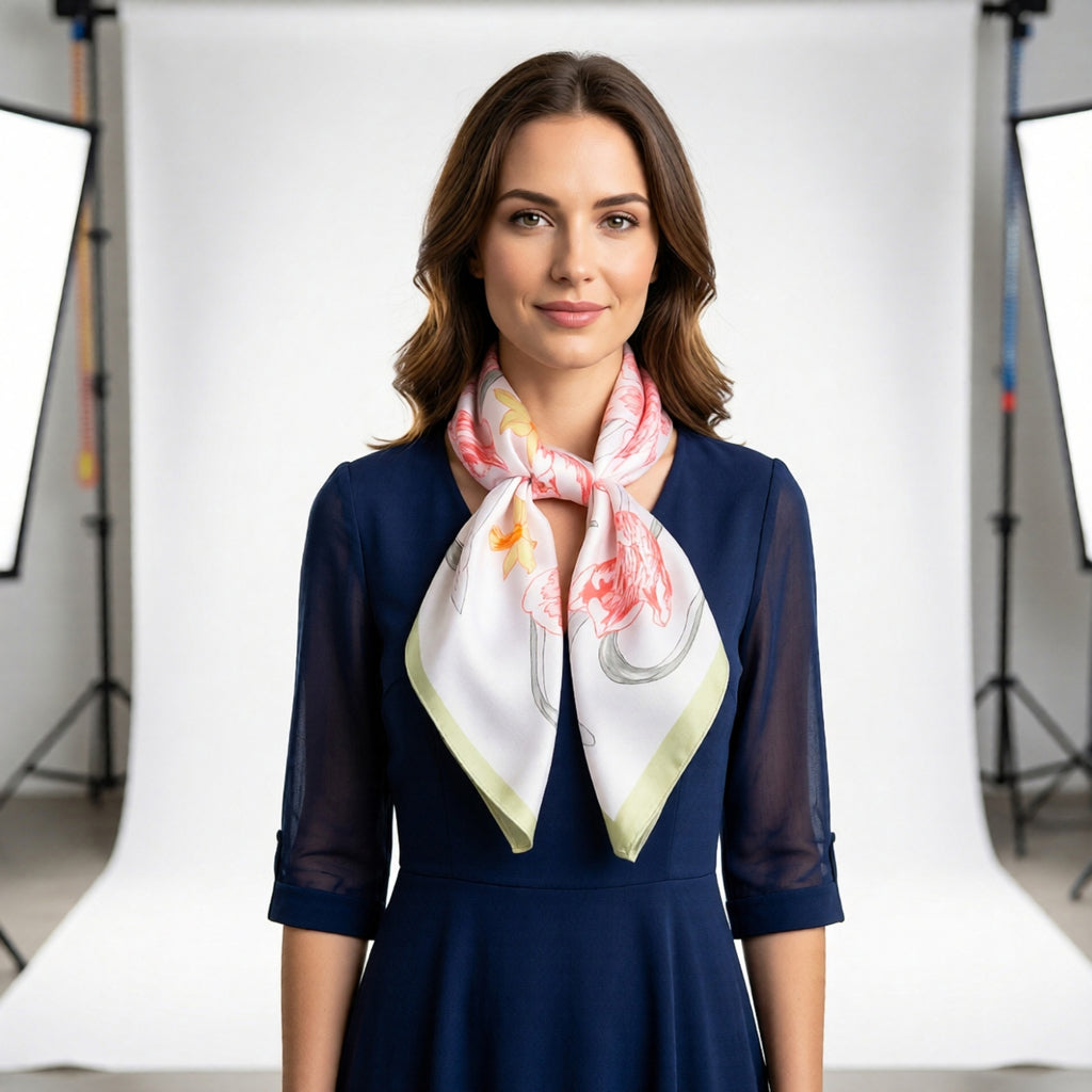 Anna-Kaci Floral Print Satin Square Scarf Soft Lightweight Hair Neck Wrap Fashion Accessory