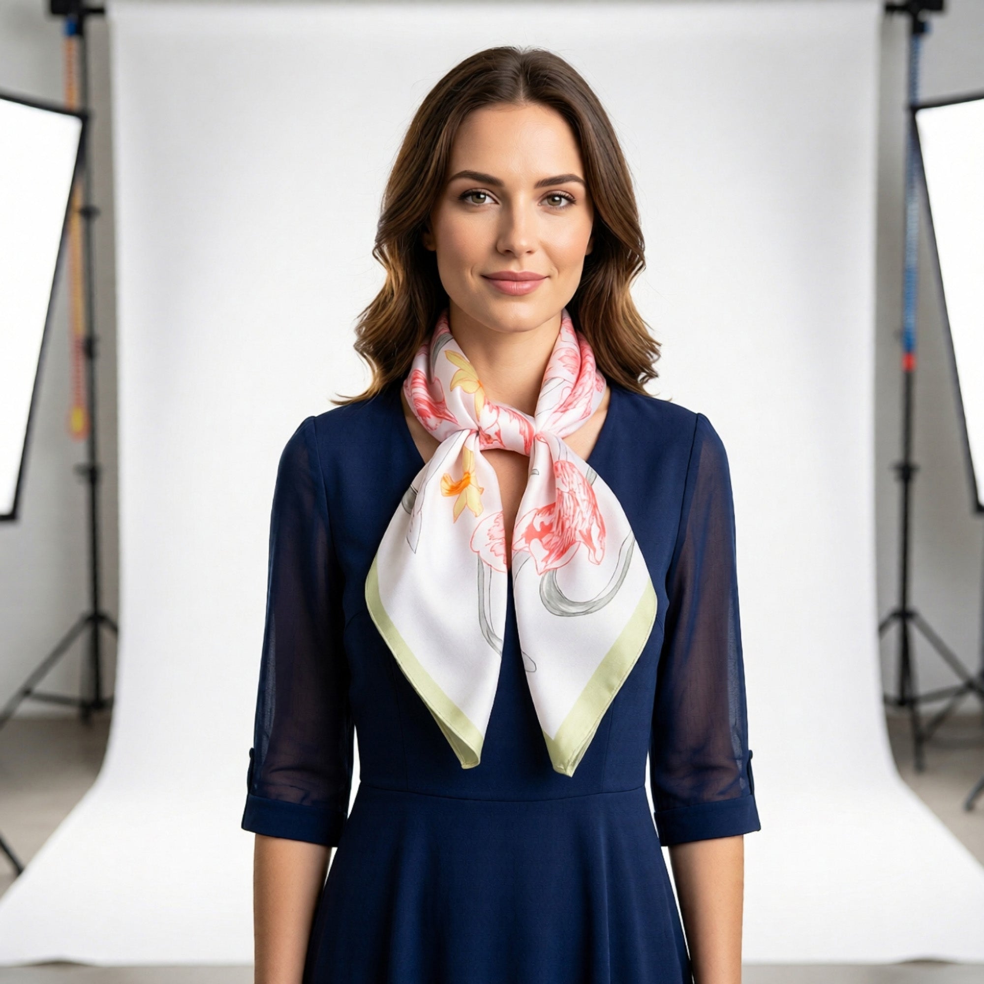 Anna-Kaci Floral Print Satin Square Scarf Soft Lightweight Hair Neck Wrap Fashion Accessory