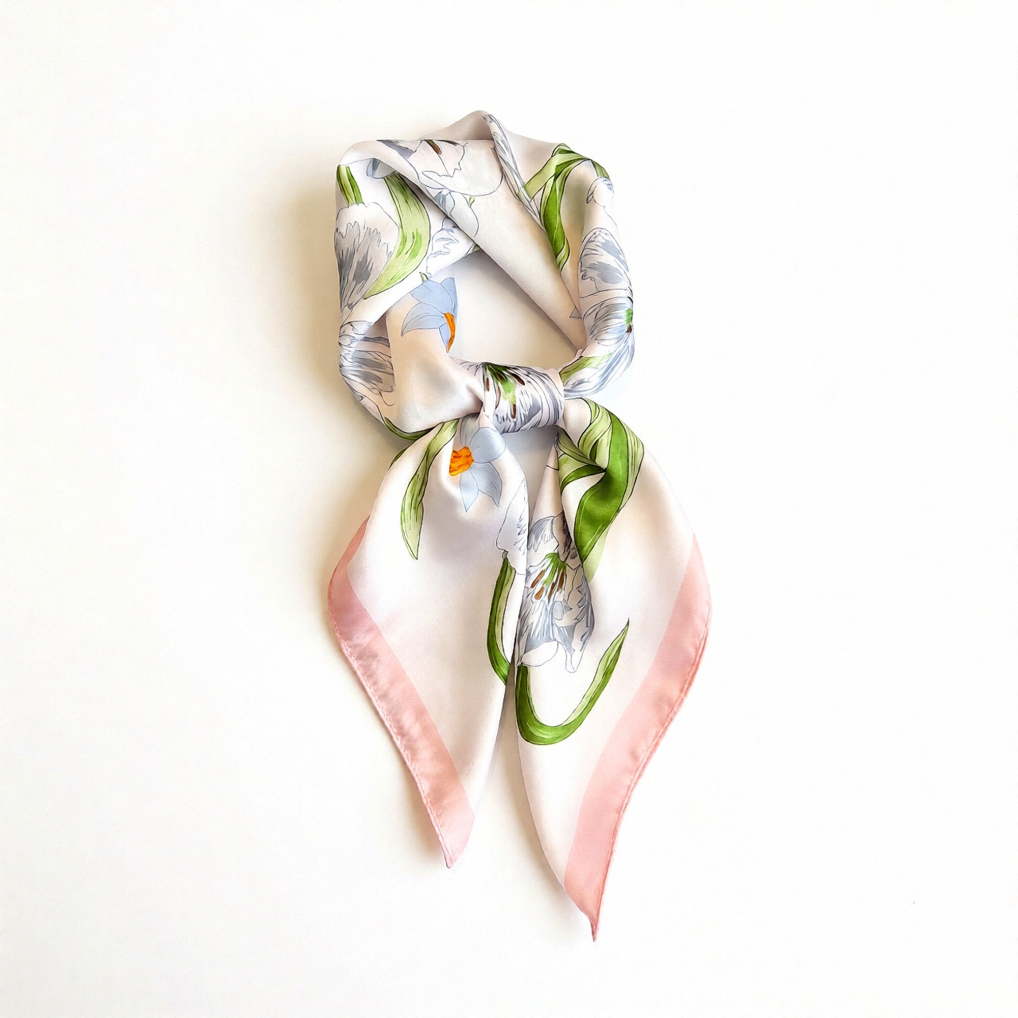 Anna-Kaci Floral Print Satin Square Scarf Soft Lightweight Hair Neck Wrap Fashion Accessory