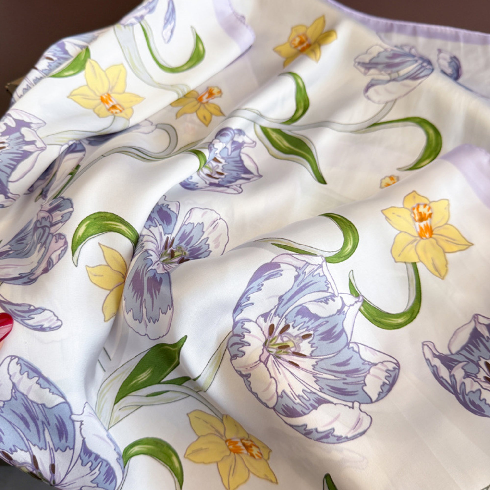 Anna-Kaci Floral Print Satin Square Scarf Soft Lightweight Hair Neck Wrap Fashion Accessory